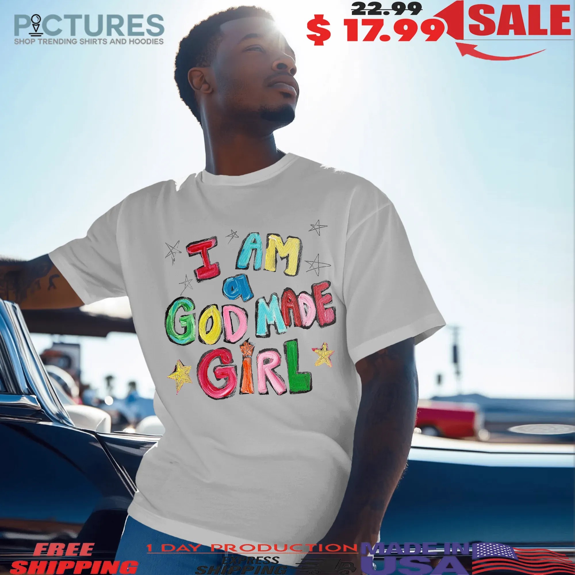I Am A God Made Girls Crayon Drawing T Shirt