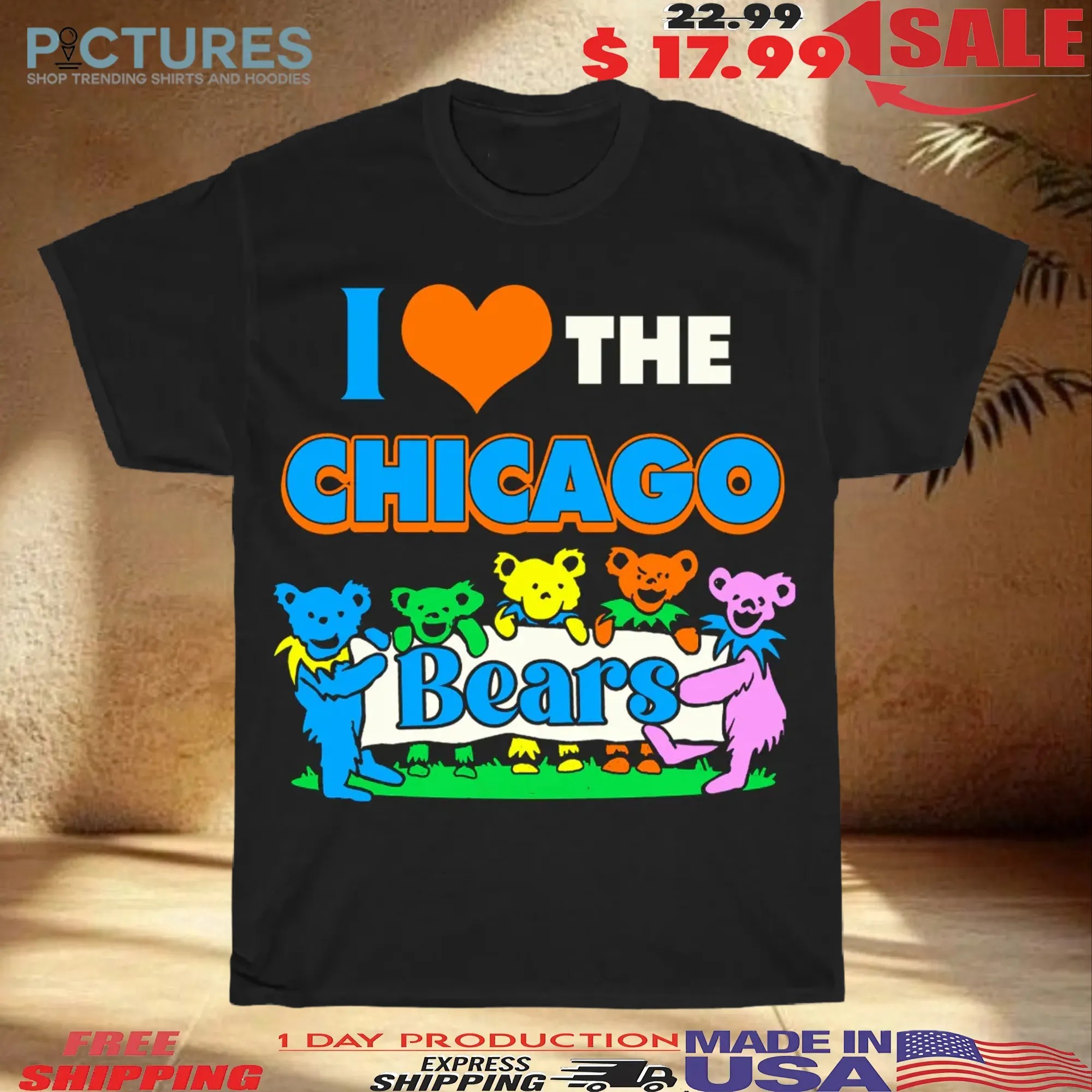 I Love The Chicago Bears Grateful Dead Parody T Shirt