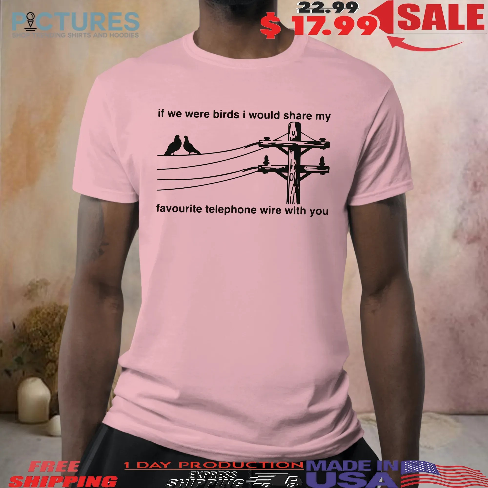 If We Were Birds I Would Share My Favourite Telephone Wire With You T Shirt
