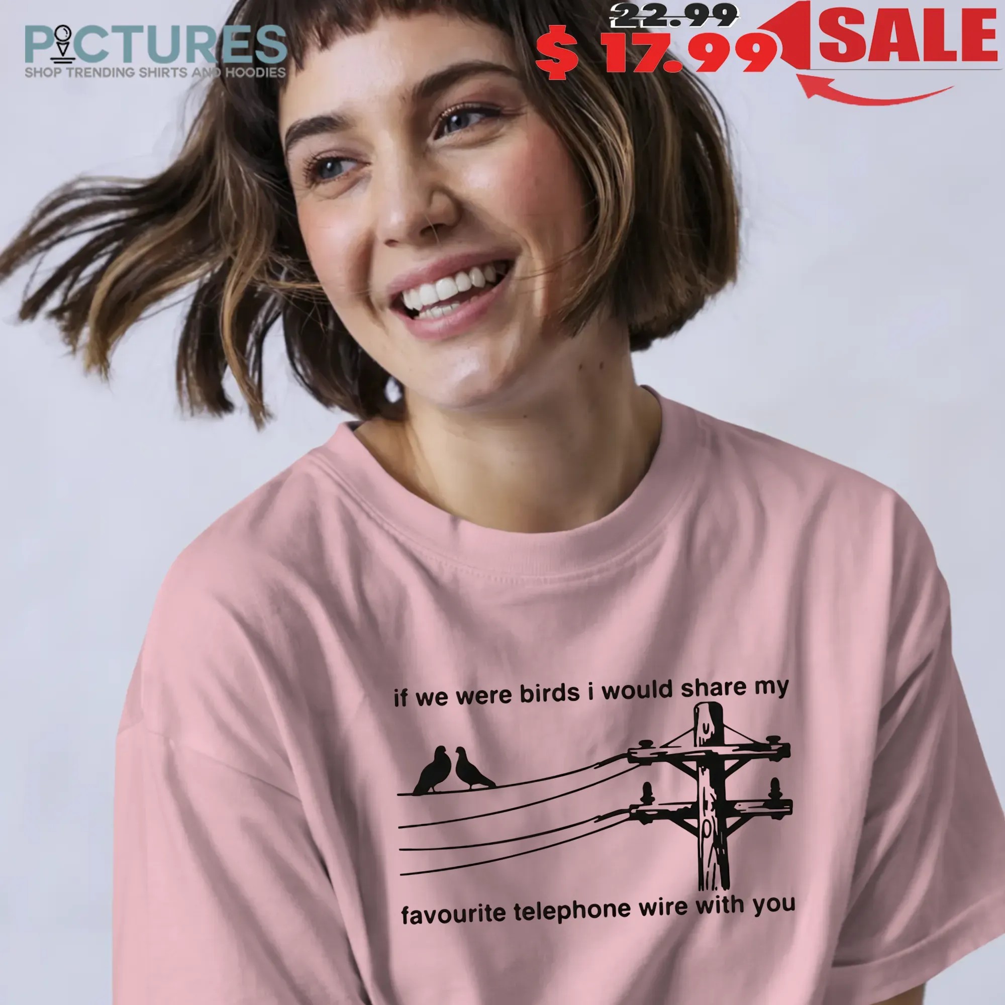 If We Were Birds I Would Share My Favourite Telephone Wire With You T Shirt