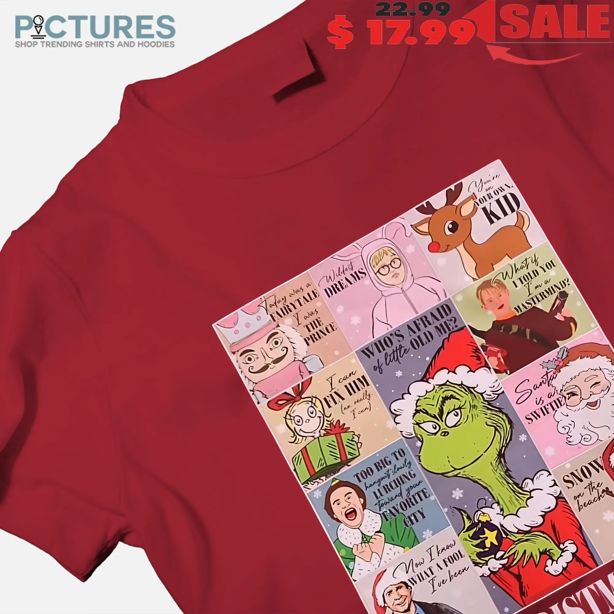 In My Christmas Era Holiday with Grinch, Rudolph, Olaf and Santa Graphic Parody T Shirt