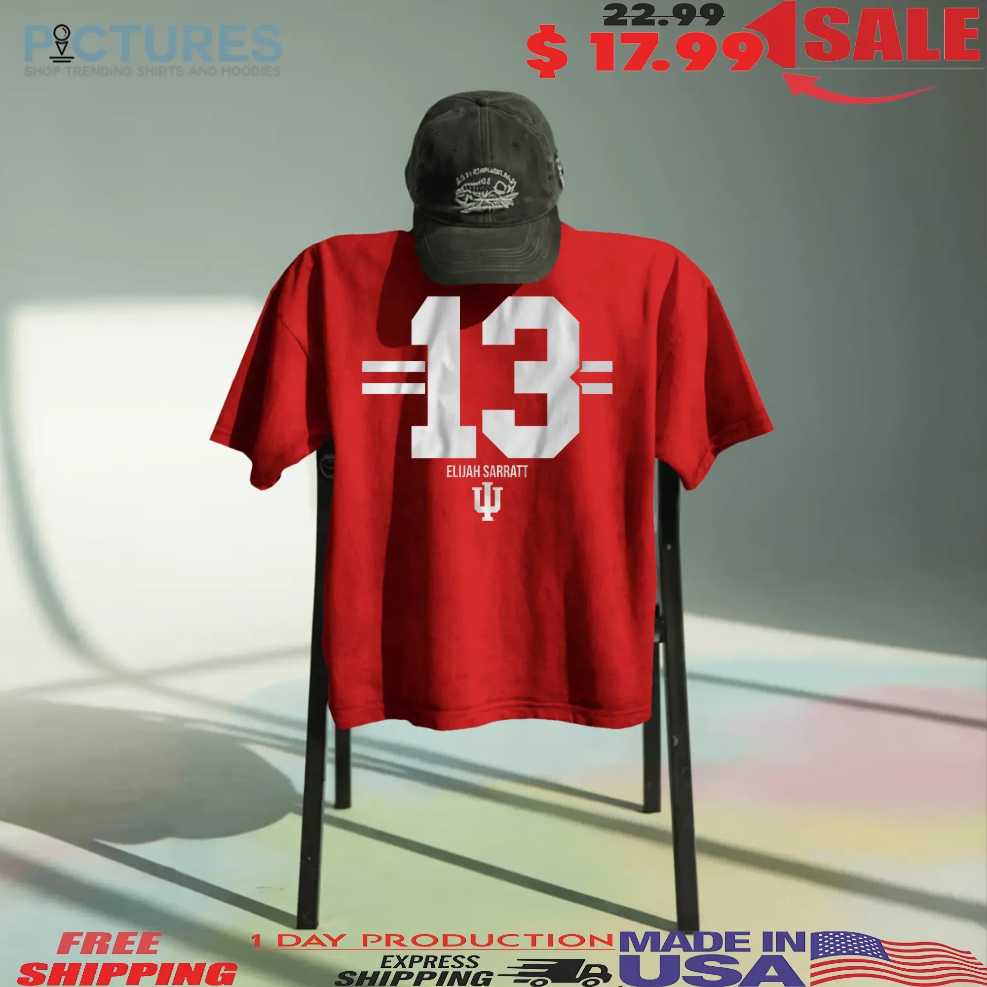 Indiana Football Elijah Sarratt 13 Stripe T Shirt