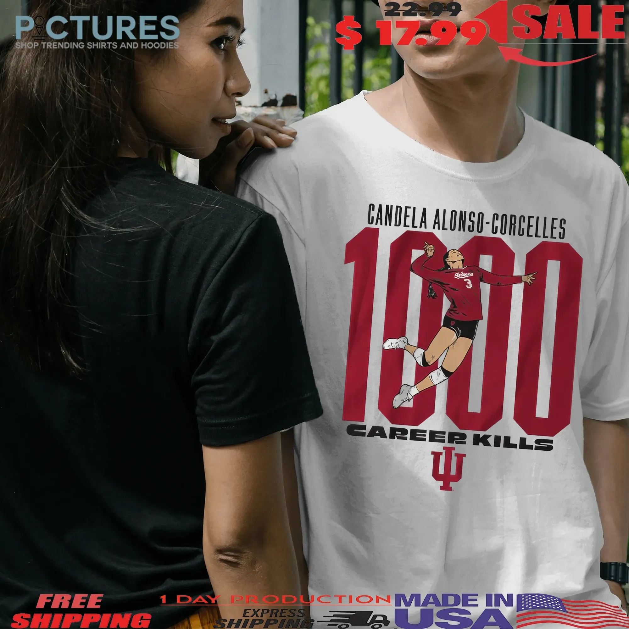 Indiana Volleyball Candela Alonso-corcelles 1000 Career Kills T Shirt
