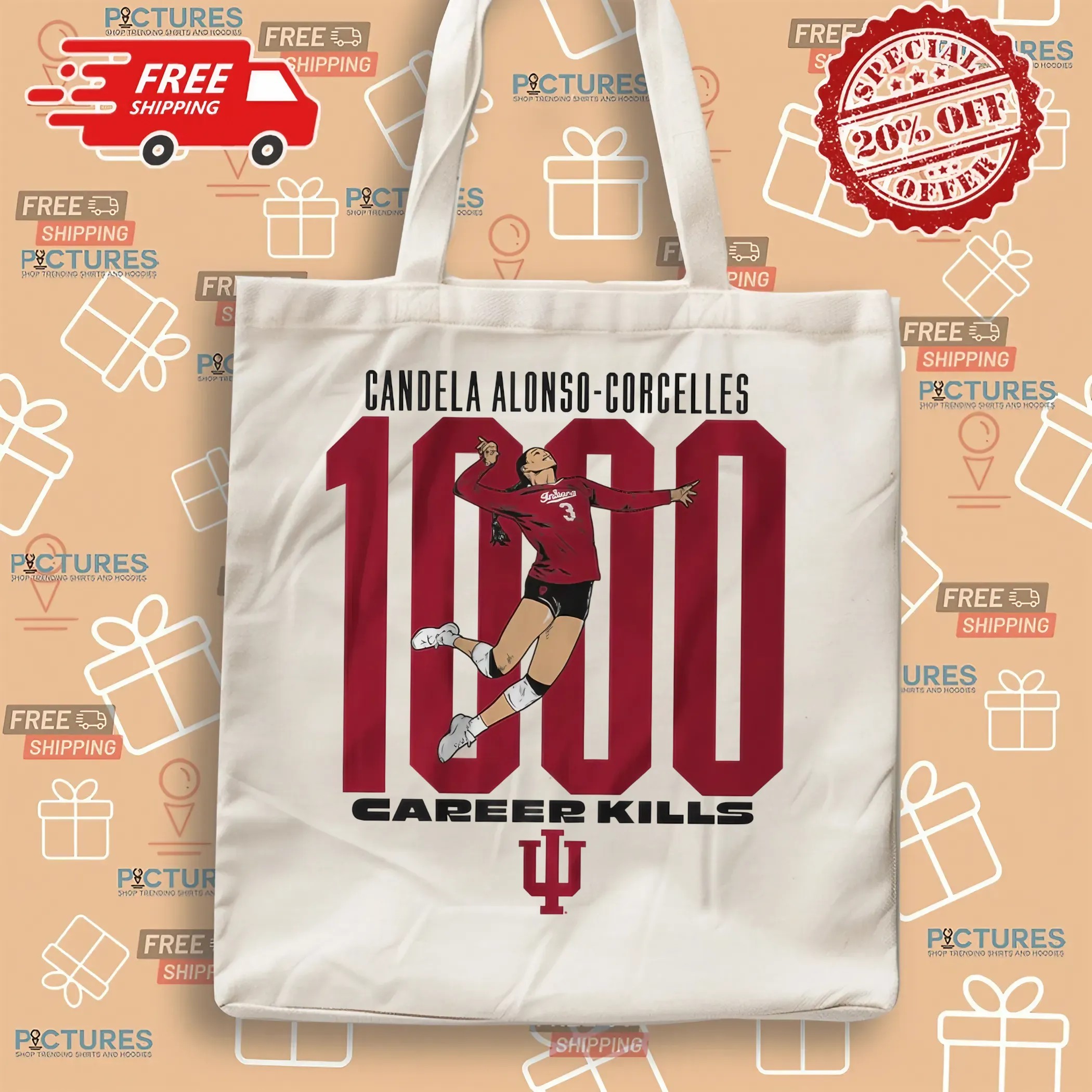 Indiana Volleyball Candela Alonso-corcelles 1000 Career Kills T Shirt