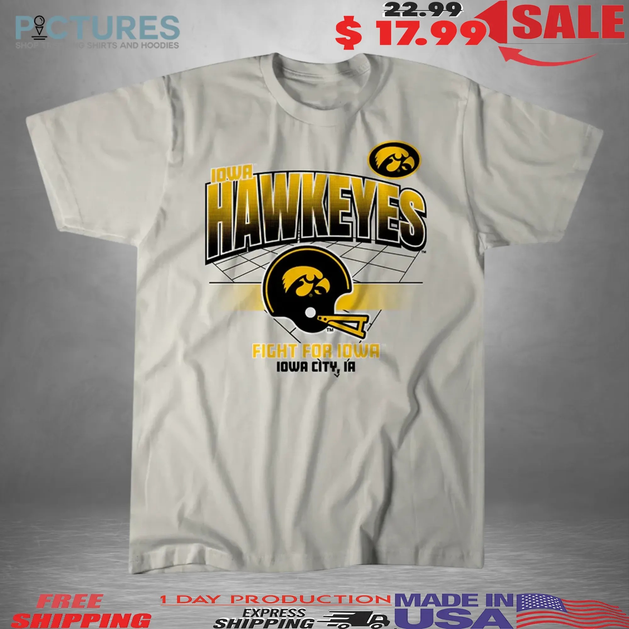 Iowa Hawkeyes Football Fight For Iowa Helmet Grid Vintage T Shirt
