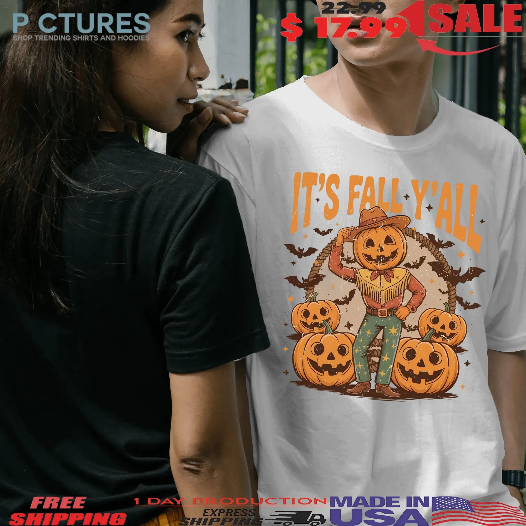 It's Fall Y'all Pumpkins Halloween Pumpkin Cowboy Western Halloween Fall Season T Shirt