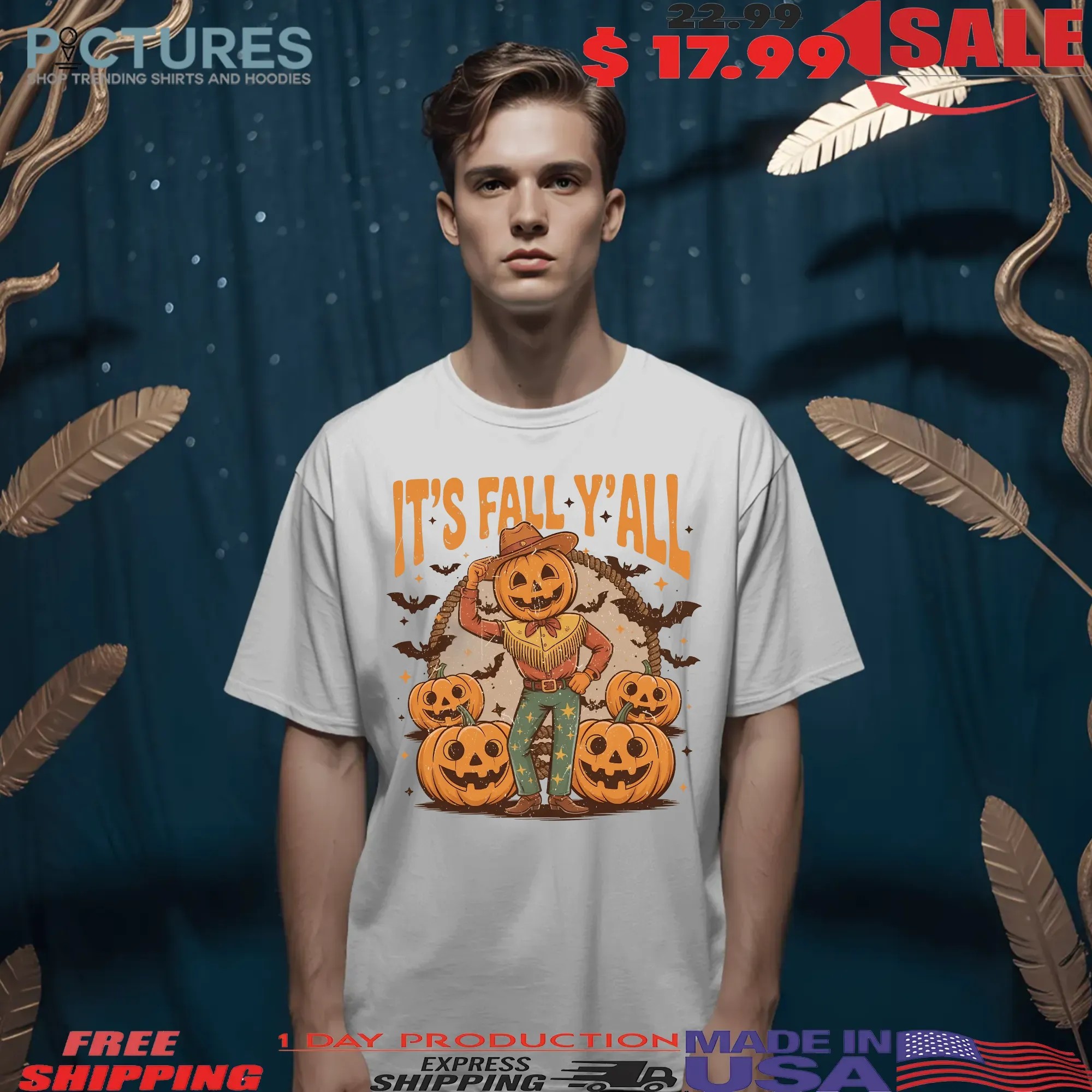 It's Fall Y'all Pumpkins Halloween Pumpkin Cowboy Western Halloween Fall Season T Shirt