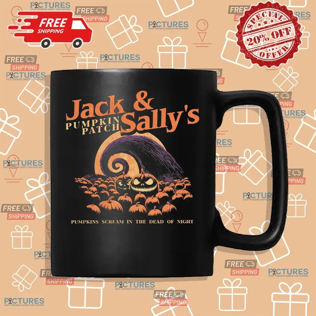 Jack And Sally's Pumpkin Patch Pumpkins Scream In The Dead Of Night Halloween T Shirt