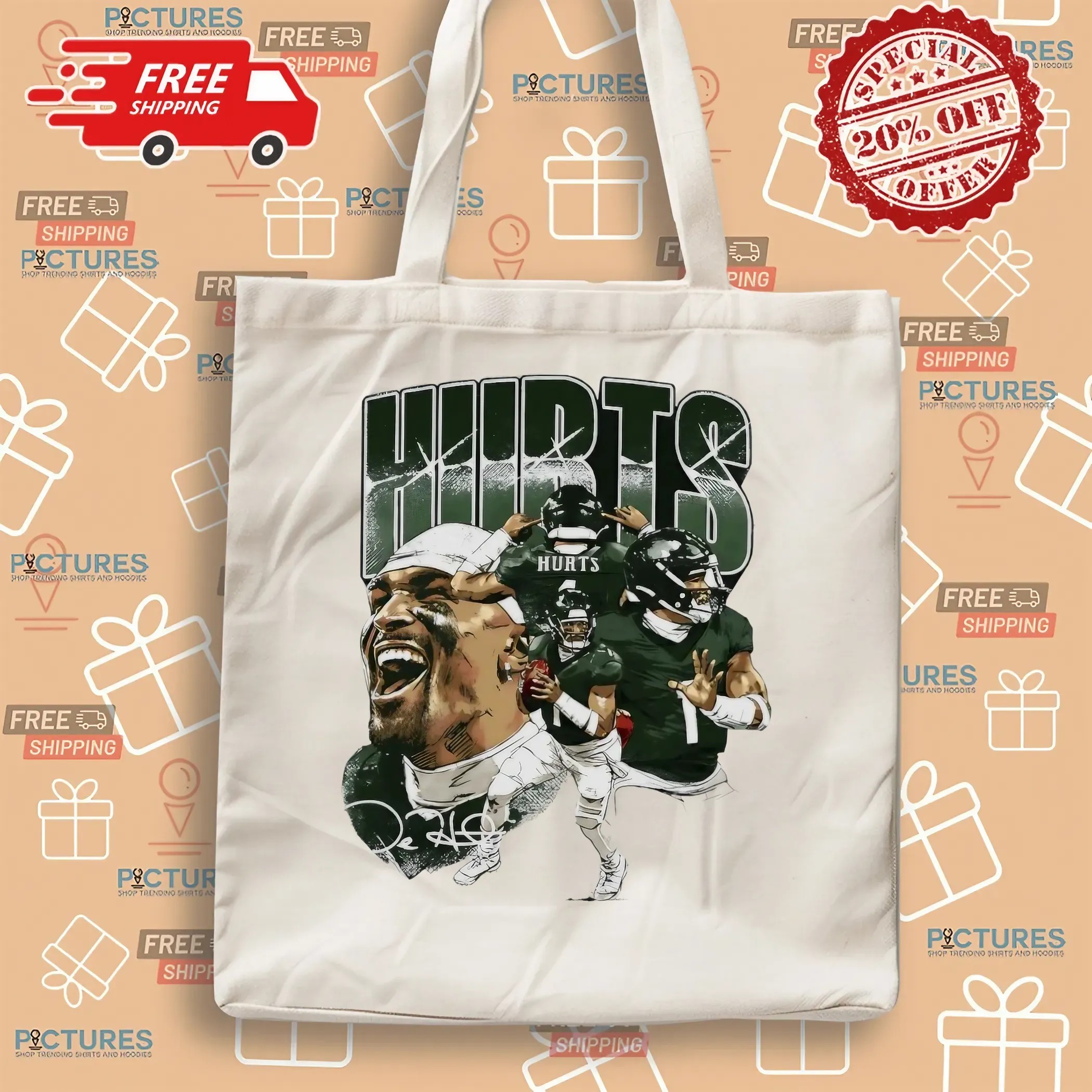 Jalen Hurts Philadelphia Eagles NFL Player Collage Vintage Bootleg Signature T Shirt