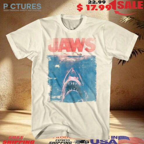 Jaws Movie Poster Shark Attack Classic Vintage T Shirt