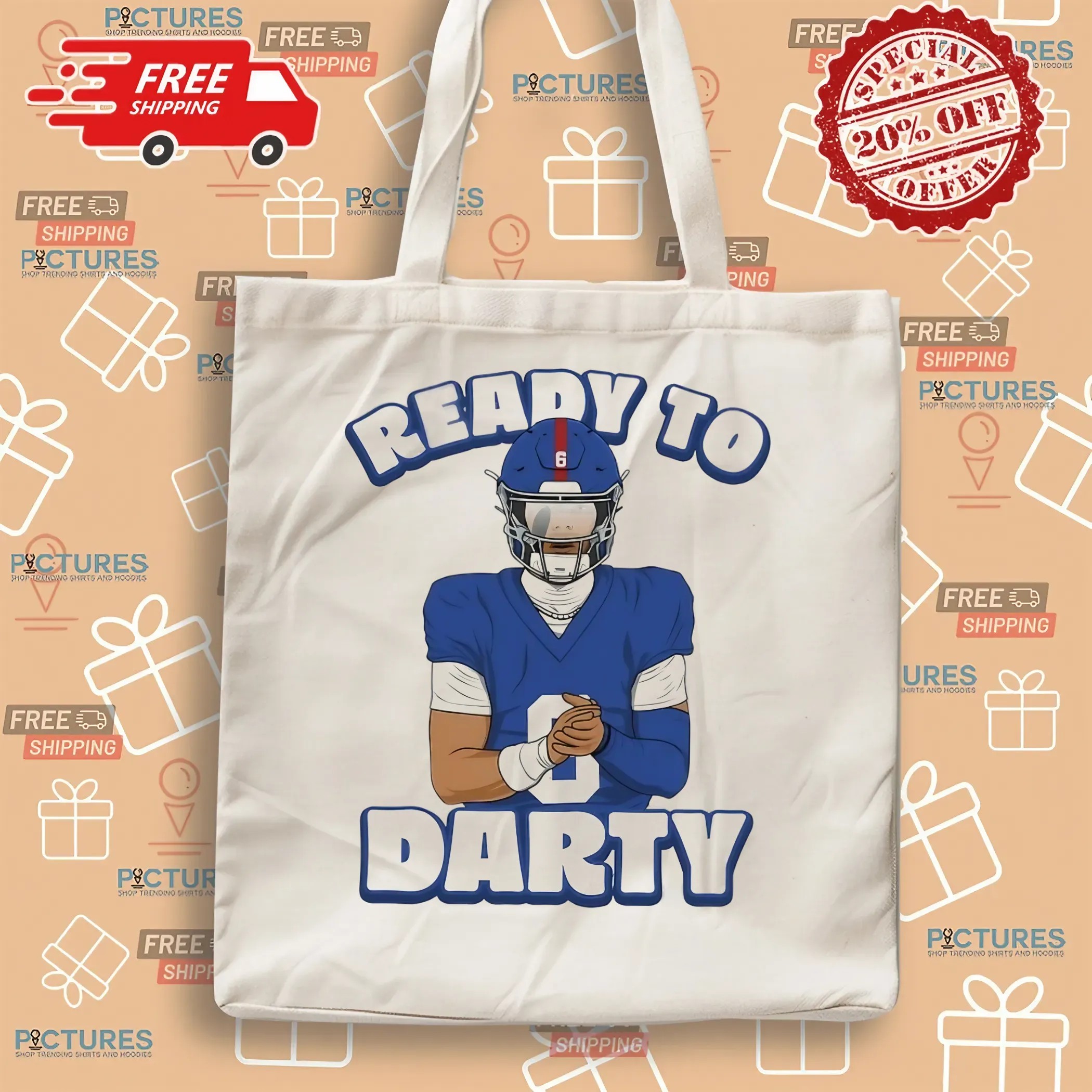 Jaxson Dart New York Giants Ready To Darty Graphic Portrait T Shirt