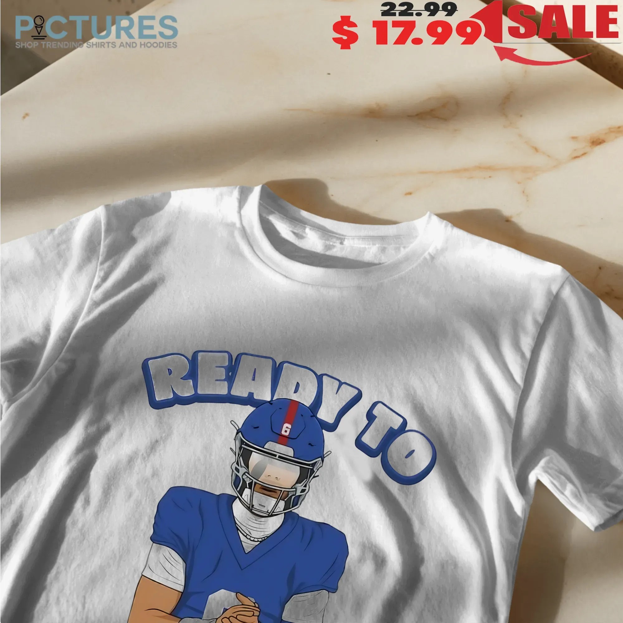 Jaxson Dart New York Giants Ready To Darty Graphic Portrait T Shirt