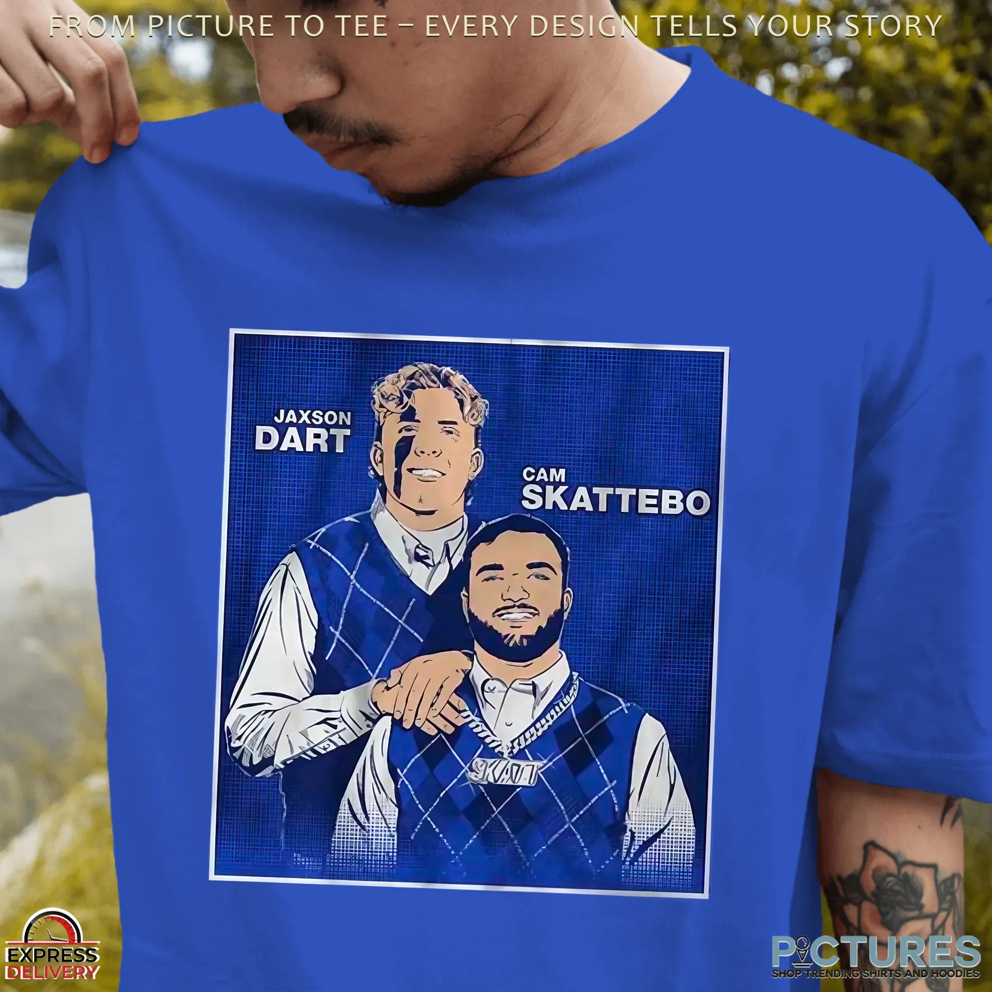 Jaxson Dart & Cam Skattebo Step Brothers Family Portrait Parody Graphic T Shirt