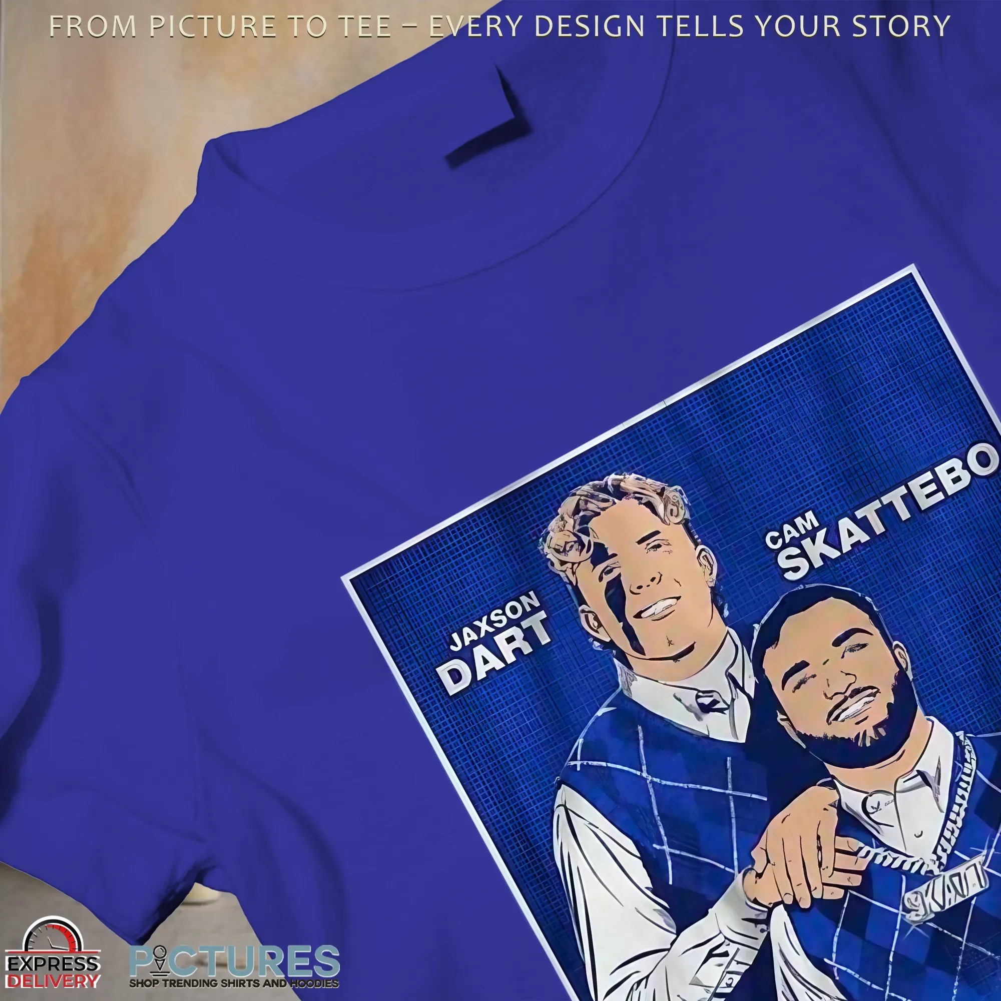 Jaxson Dart & Cam Skattebo Step Brothers Family Portrait Parody Graphic T Shirt