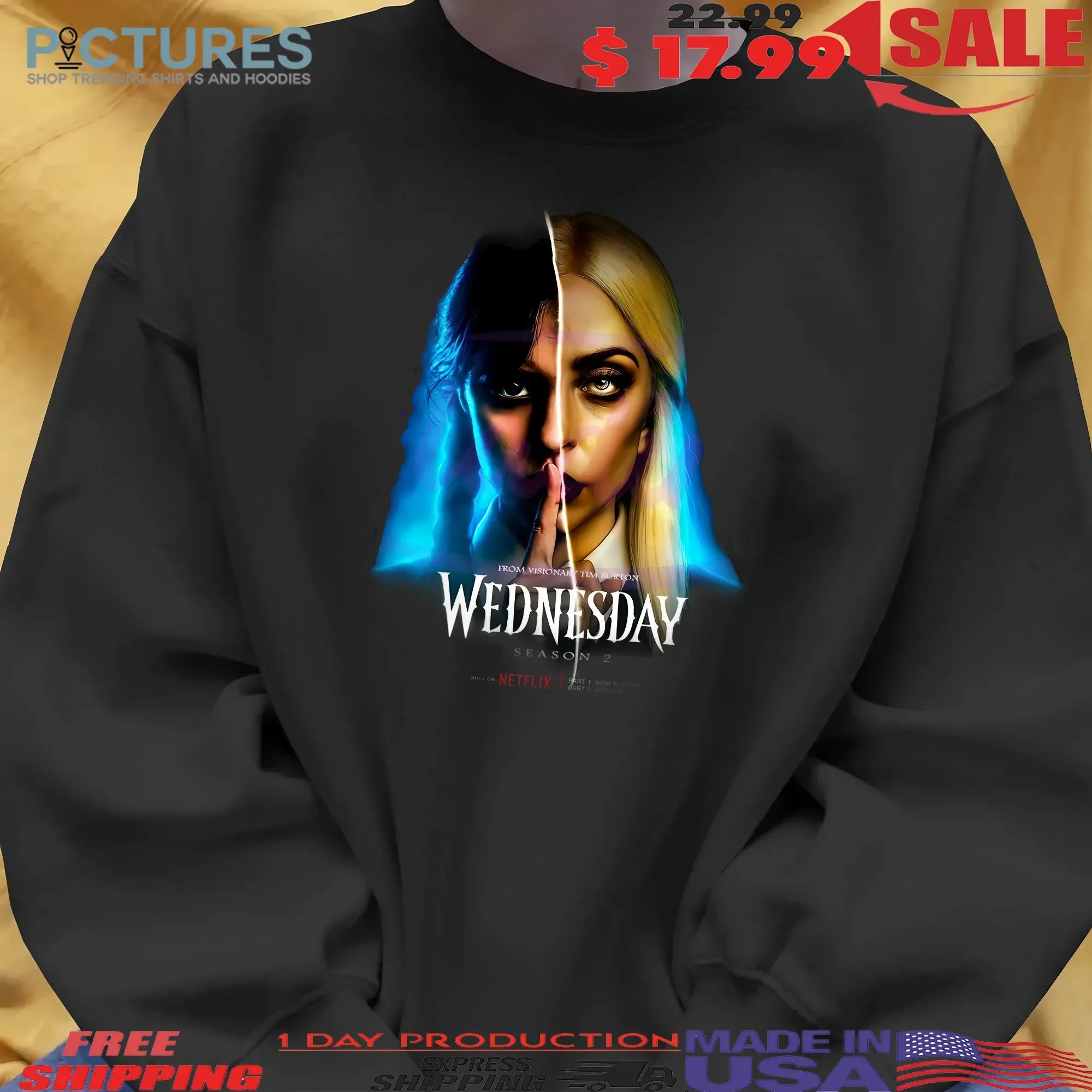Jenna Ortega And Lady Gaga Wednesday Season 2 Rosaline Rotwood T Shirt