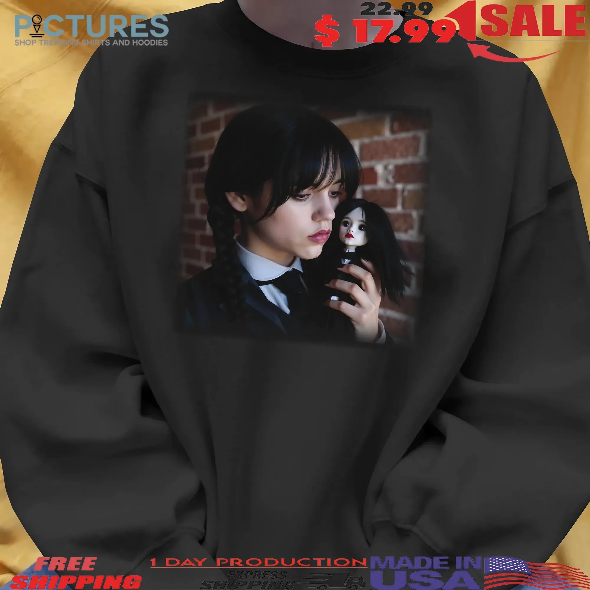 Jenna Ortega Wednesday Addams Season 2 Doll Scene Themed Halloween T Shirt