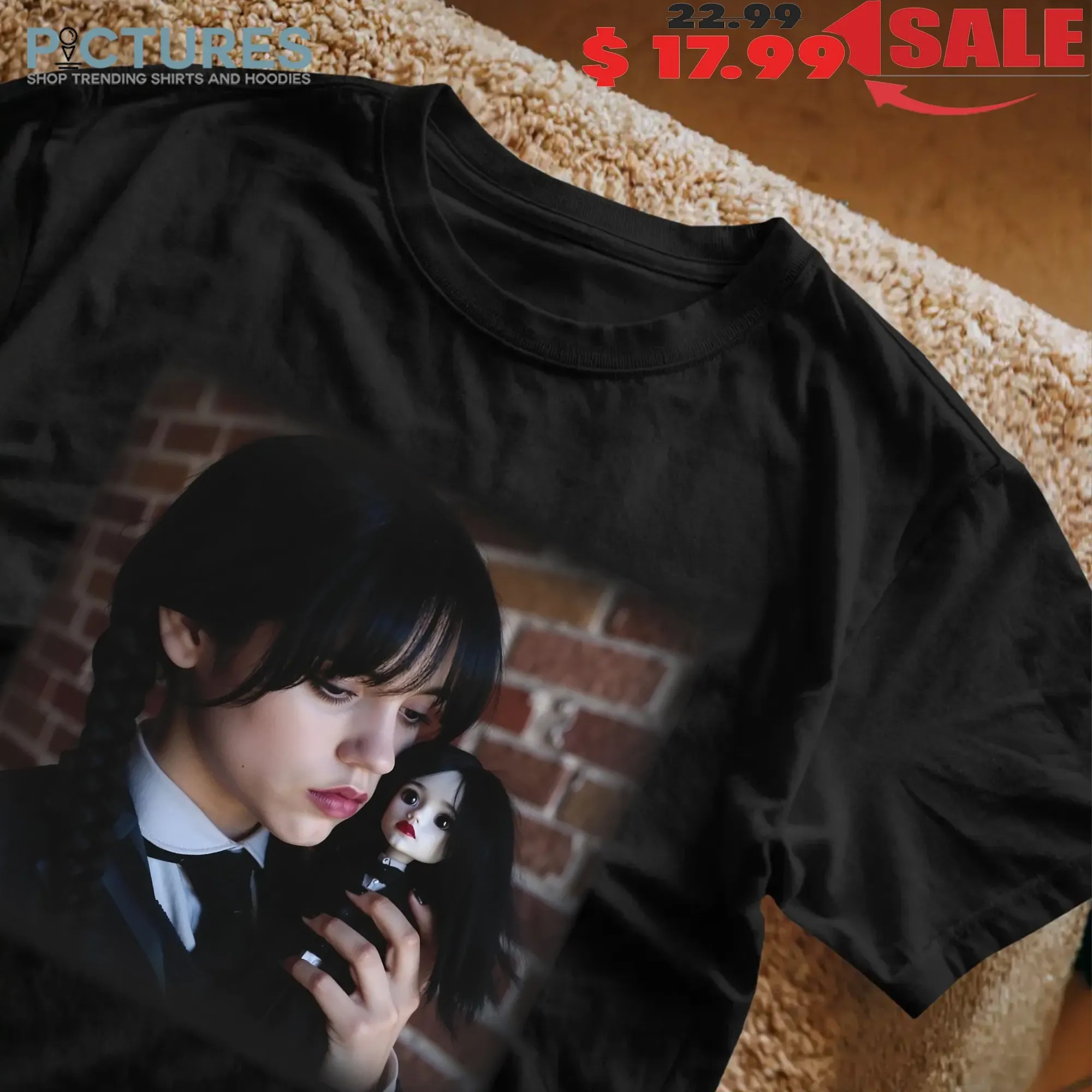 Jenna Ortega Wednesday Addams Season 2 Doll Scene Themed Halloween T Shirt