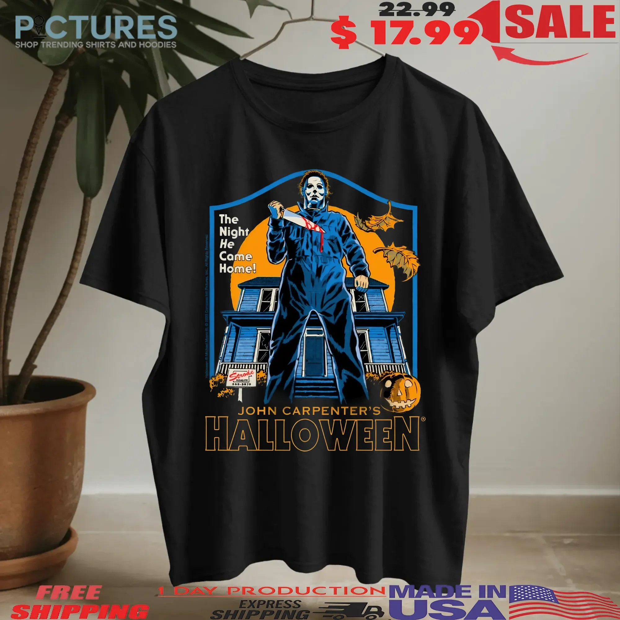 John Carpenter’s Michael Myers The Night He Came Home Horror Halloween T Shirt