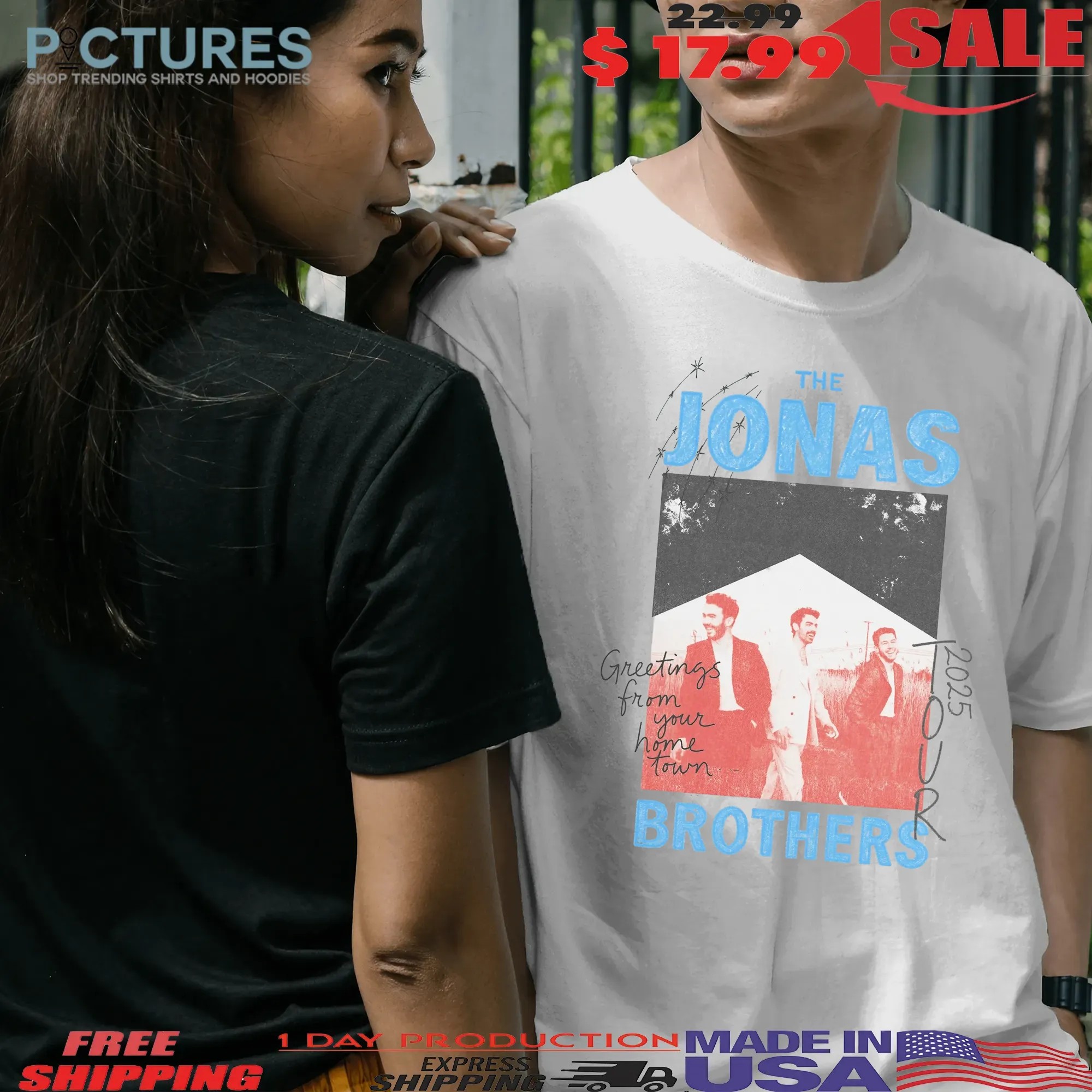 Jonas Brothers Greeting From Your Home Town 2025 Tour Crayon T Shirt