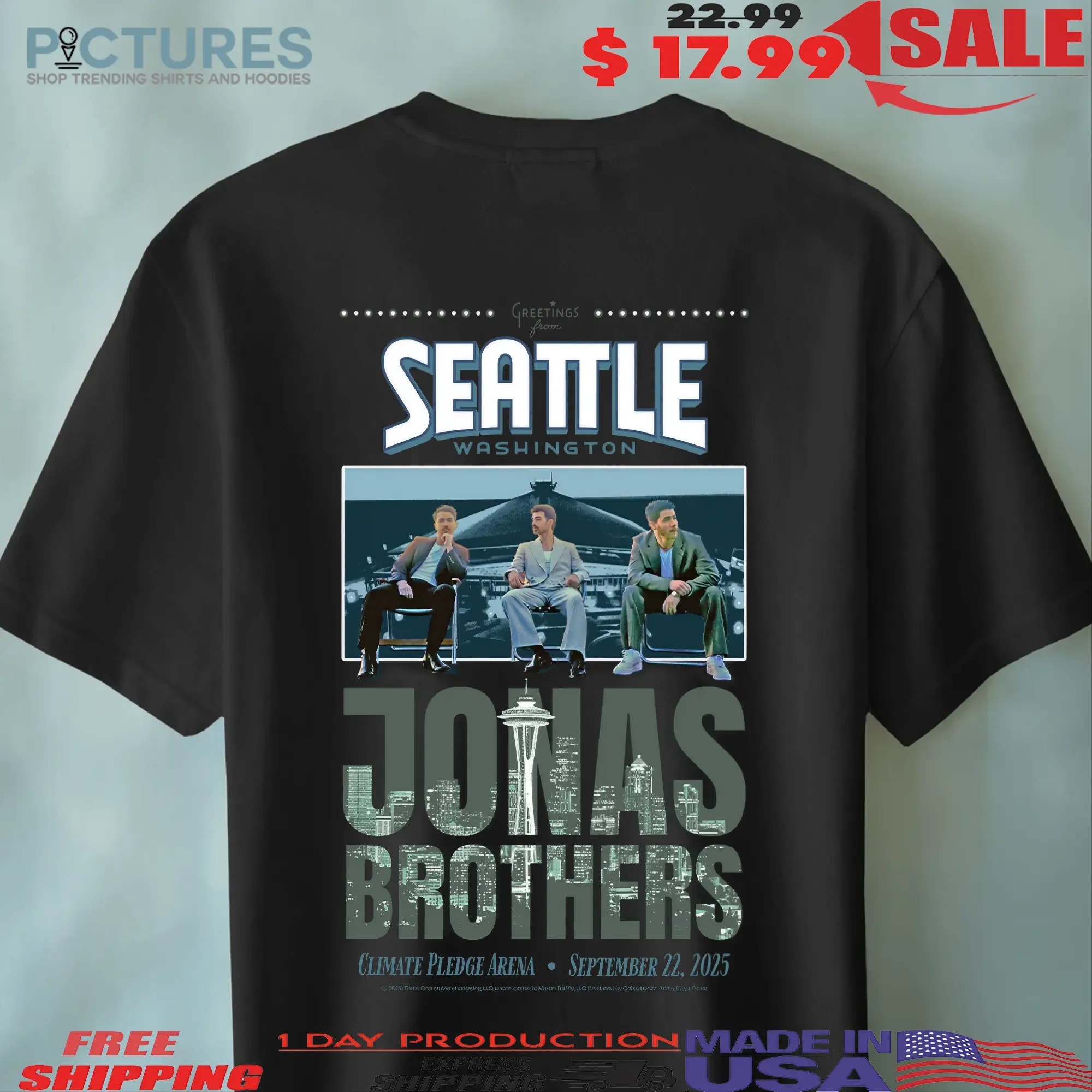 Jonas Brothers Seattle Washington Greetings From Your Hometown September 2025 T Shirt