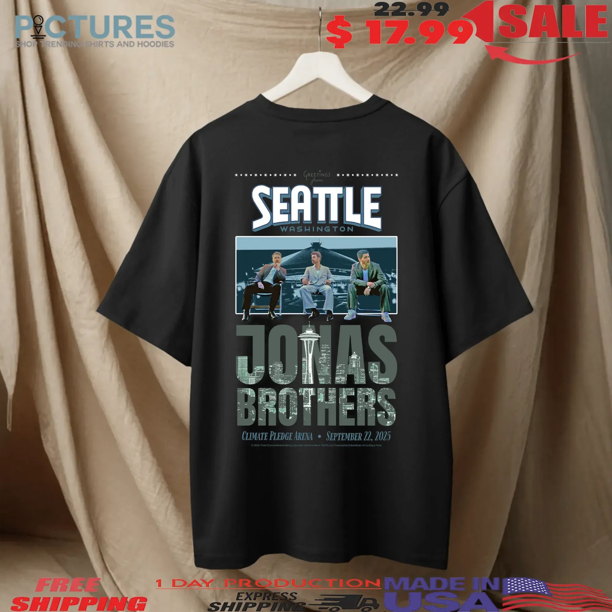 Jonas Brothers Seattle Washington Greetings From Your Hometown September 2025 T Shirt