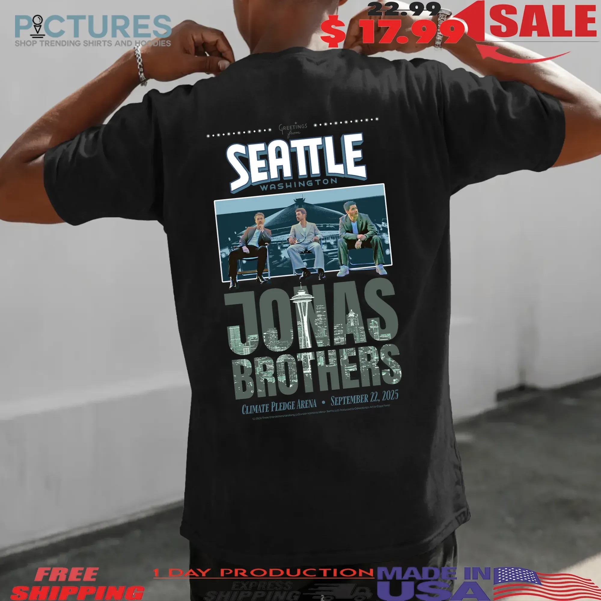 Jonas Brothers Seattle Washington Greetings From Your Hometown September 2025 T Shirt