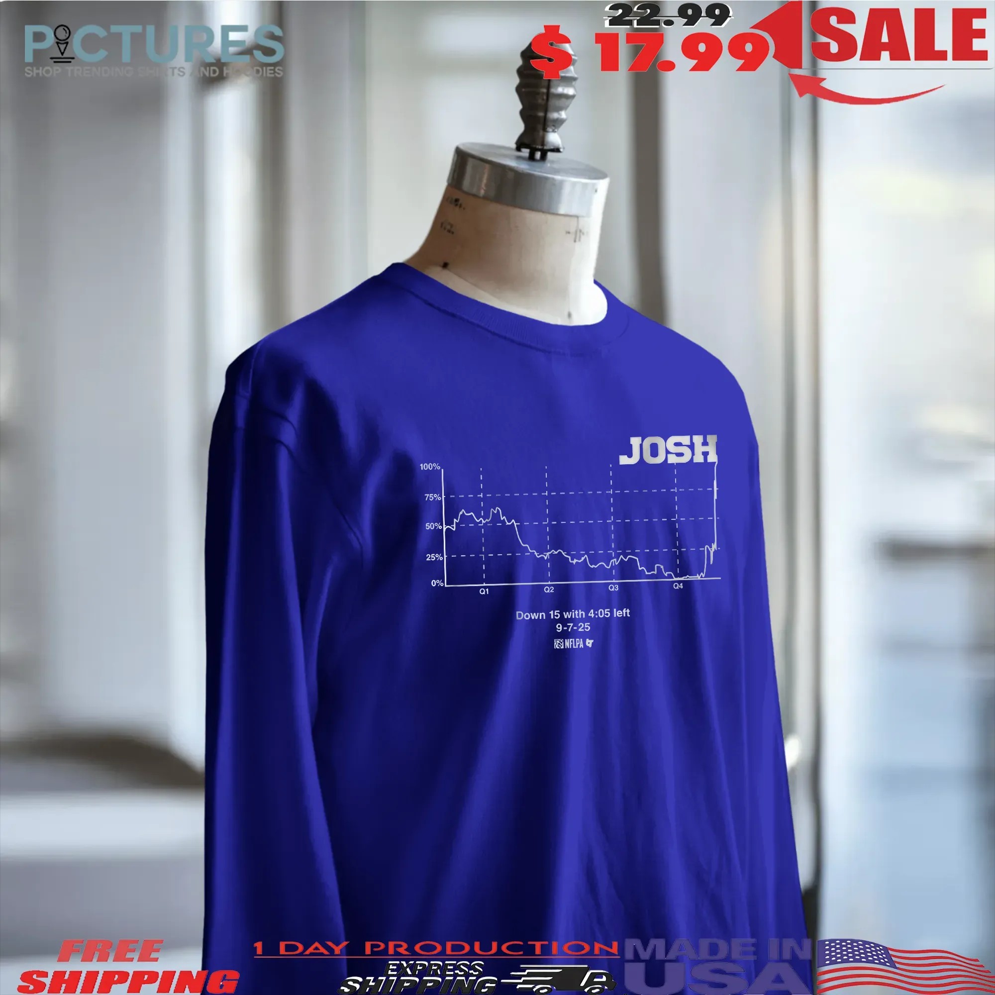 Josh Allen Win Probability Chart Down 15 With 4 05 Left September 2025 T Shirt