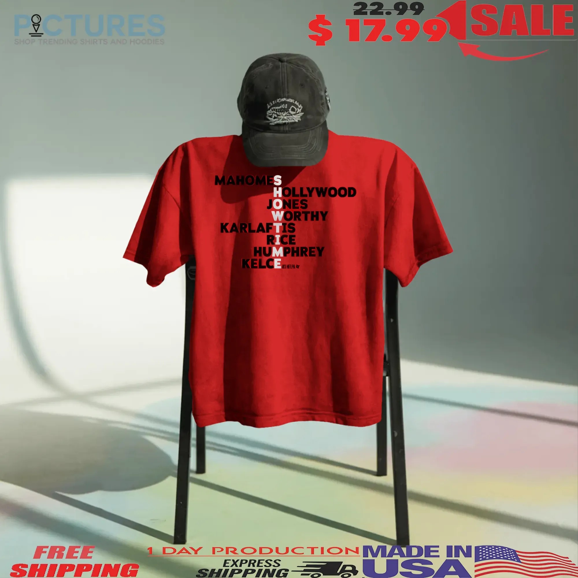Kansas City Showtime Player Names Mahomes Hollywood Jones Worthy T Shirt
