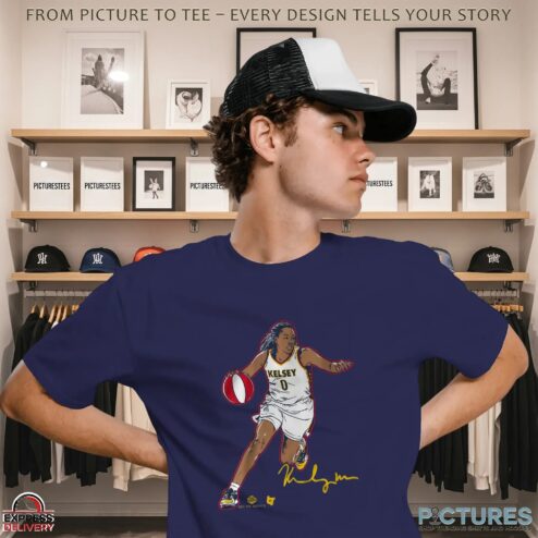 Kelsey Mitchell Superstar Pose Indiana WNBA Signature T Shirt