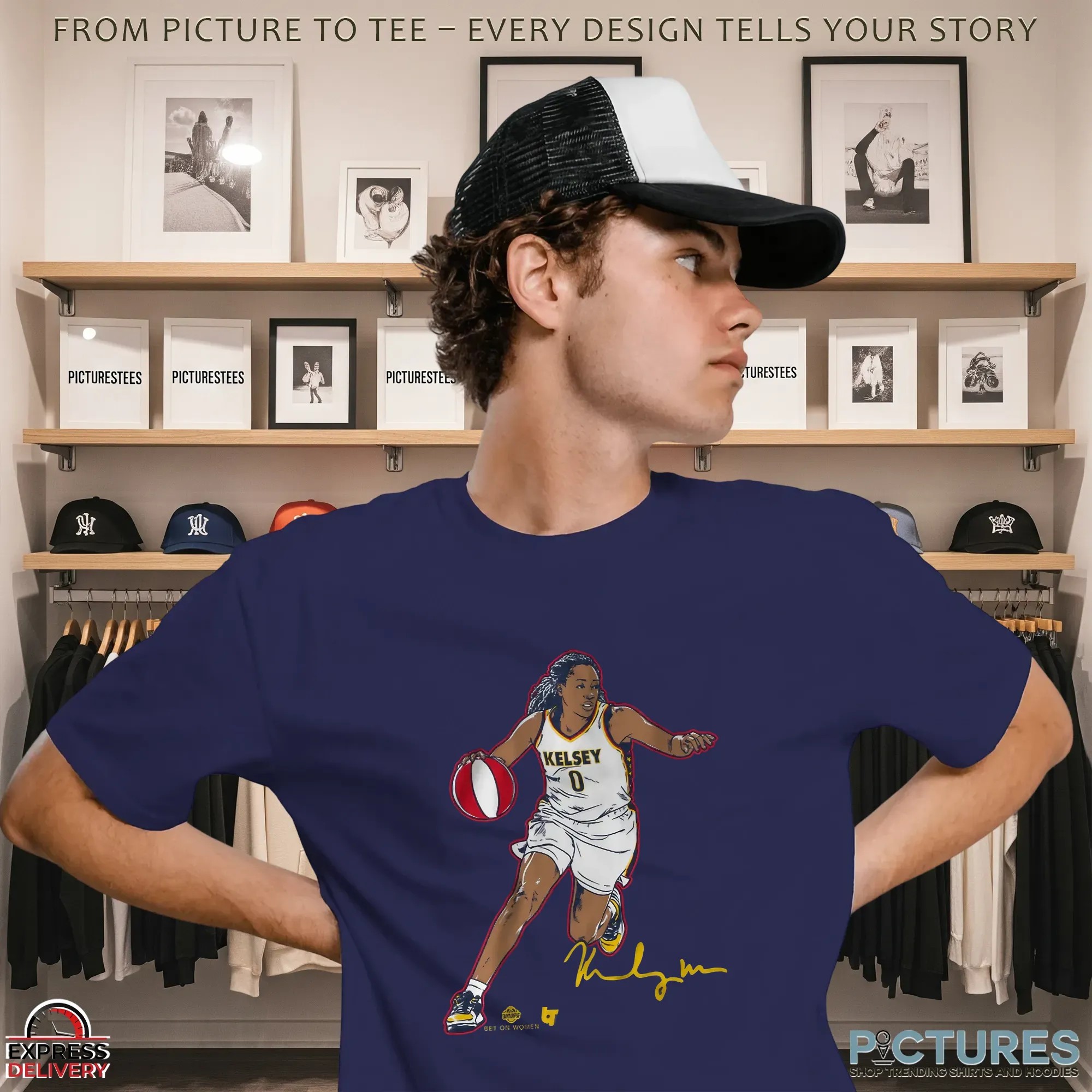 Kelsey Mitchell Superstar Pose Indiana WNBA Signature T Shirt