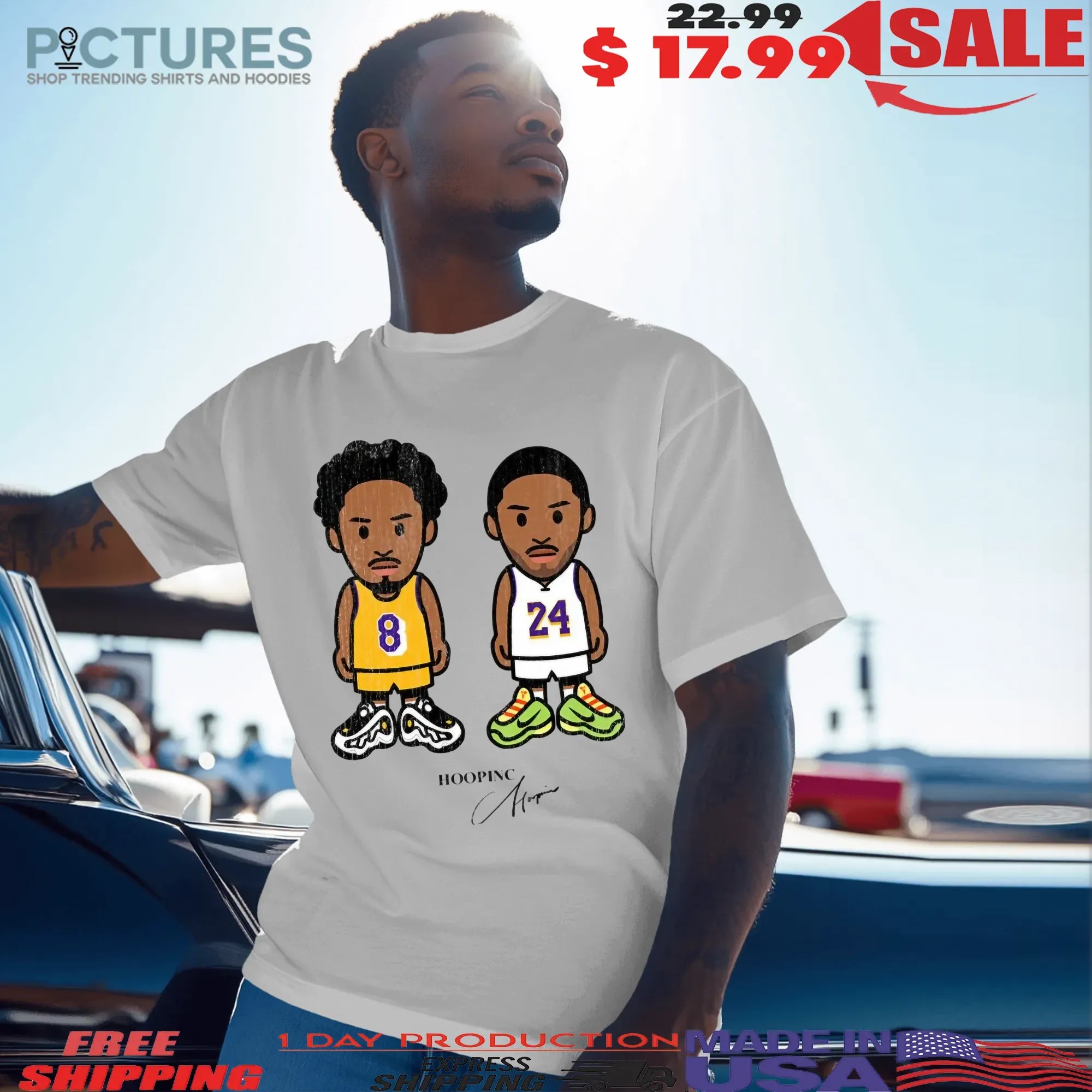 Kobe Bryant Number 8 And 24 Signature Cartoon T Shirt