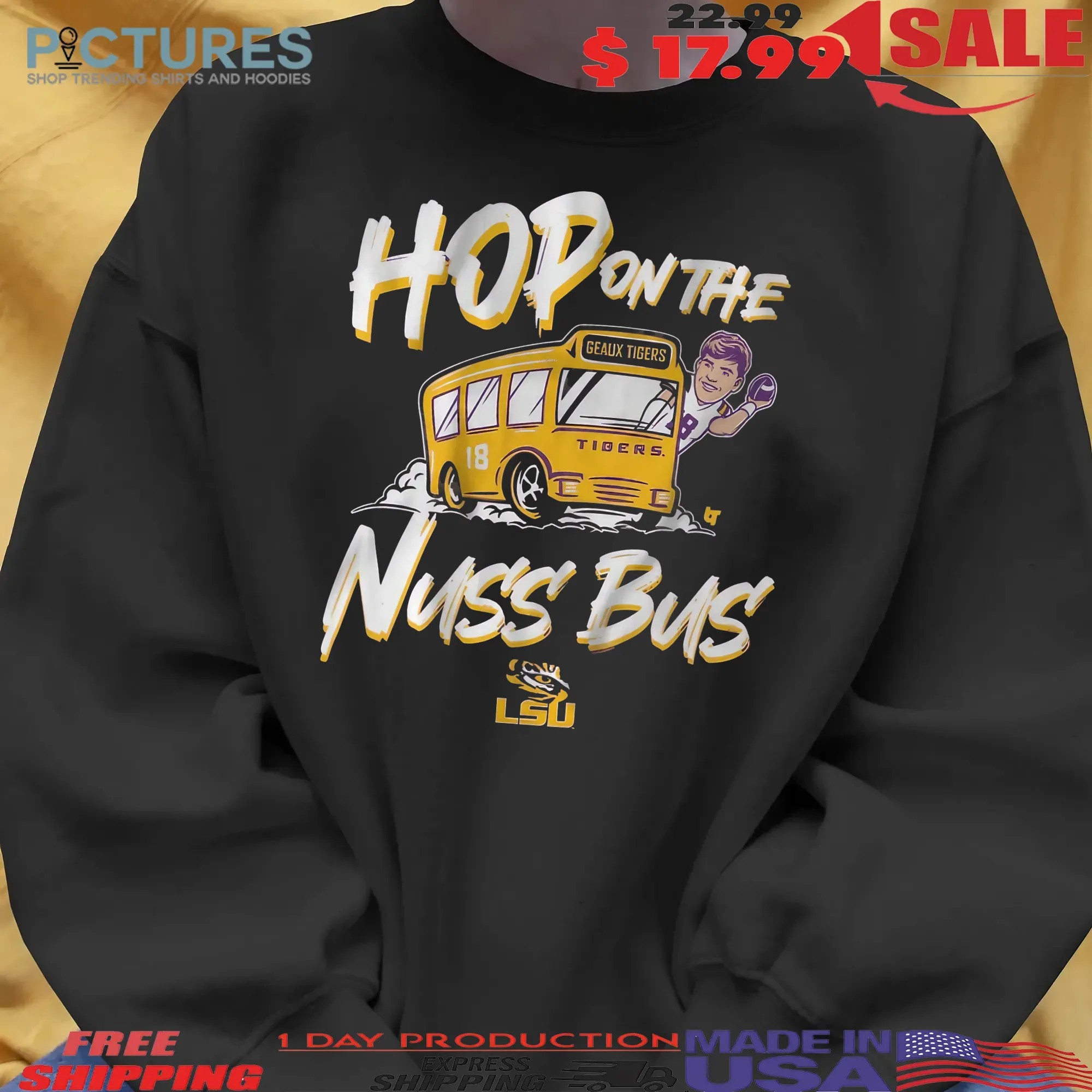 LSU Tiger Football Garrett Nussmeier Hop On The Nuss Bus T Shirt