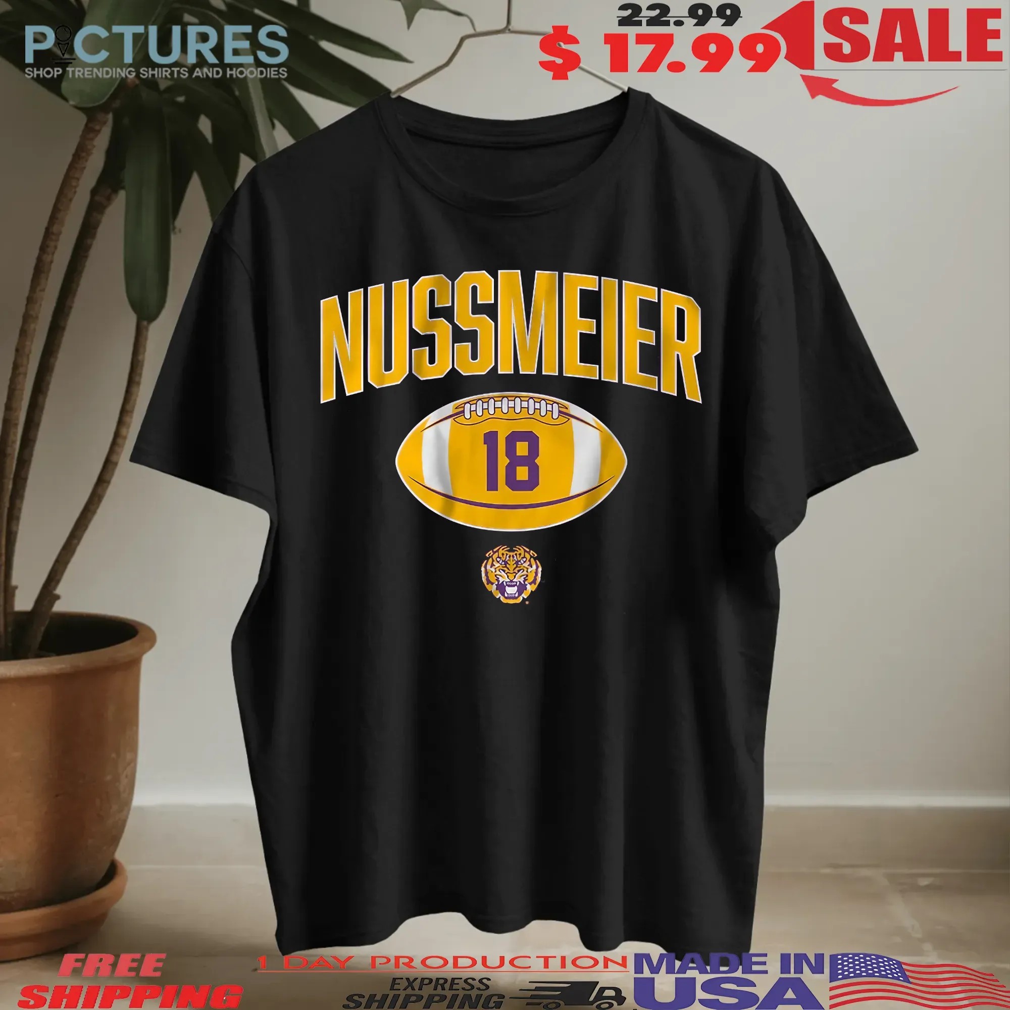 LSU Tigers Football Garrett Nussmeier Player Vintage T Shirt