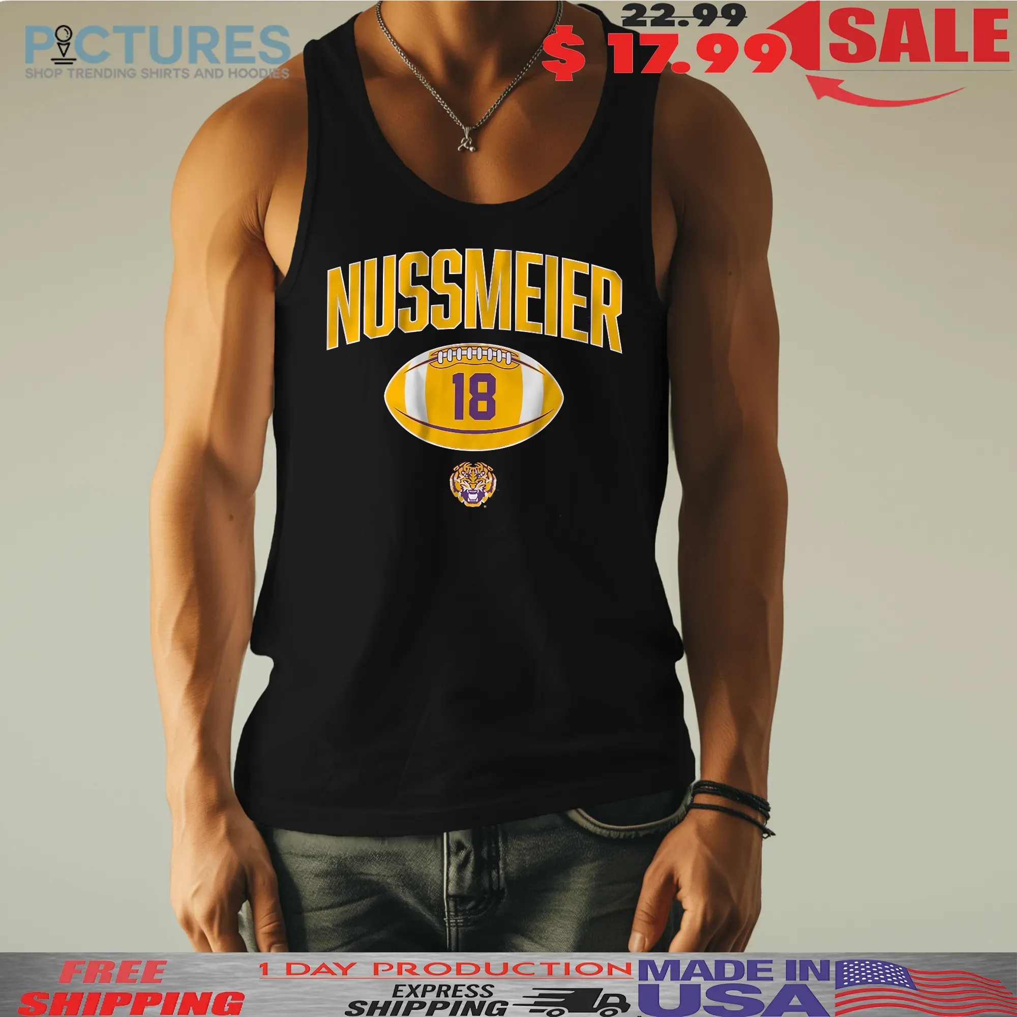 LSU Tigers Football Garrett Nussmeier Player Vintage T Shirt