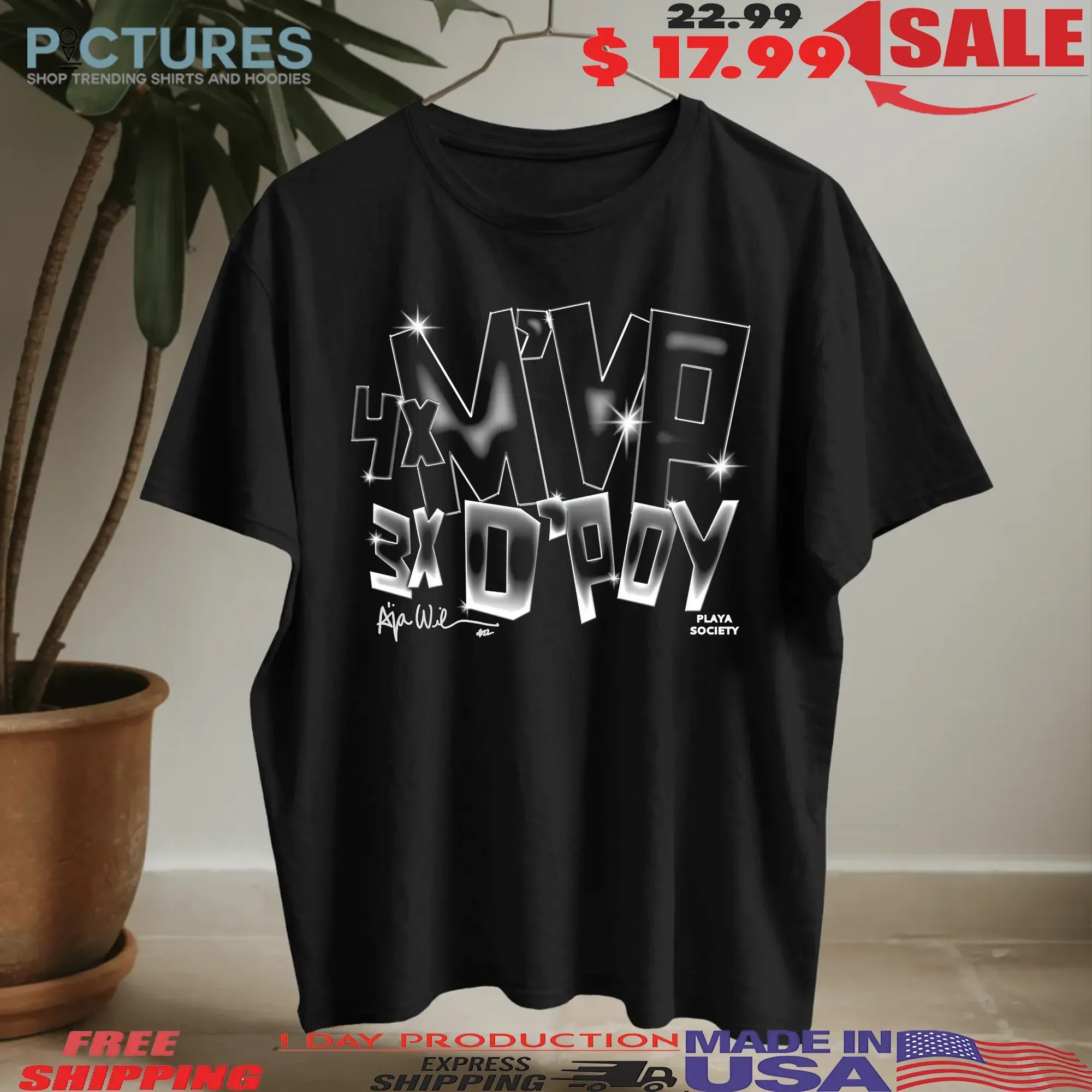 Las Vegas Aces A’Ja Wilson 2025 4X MVP T Shirt