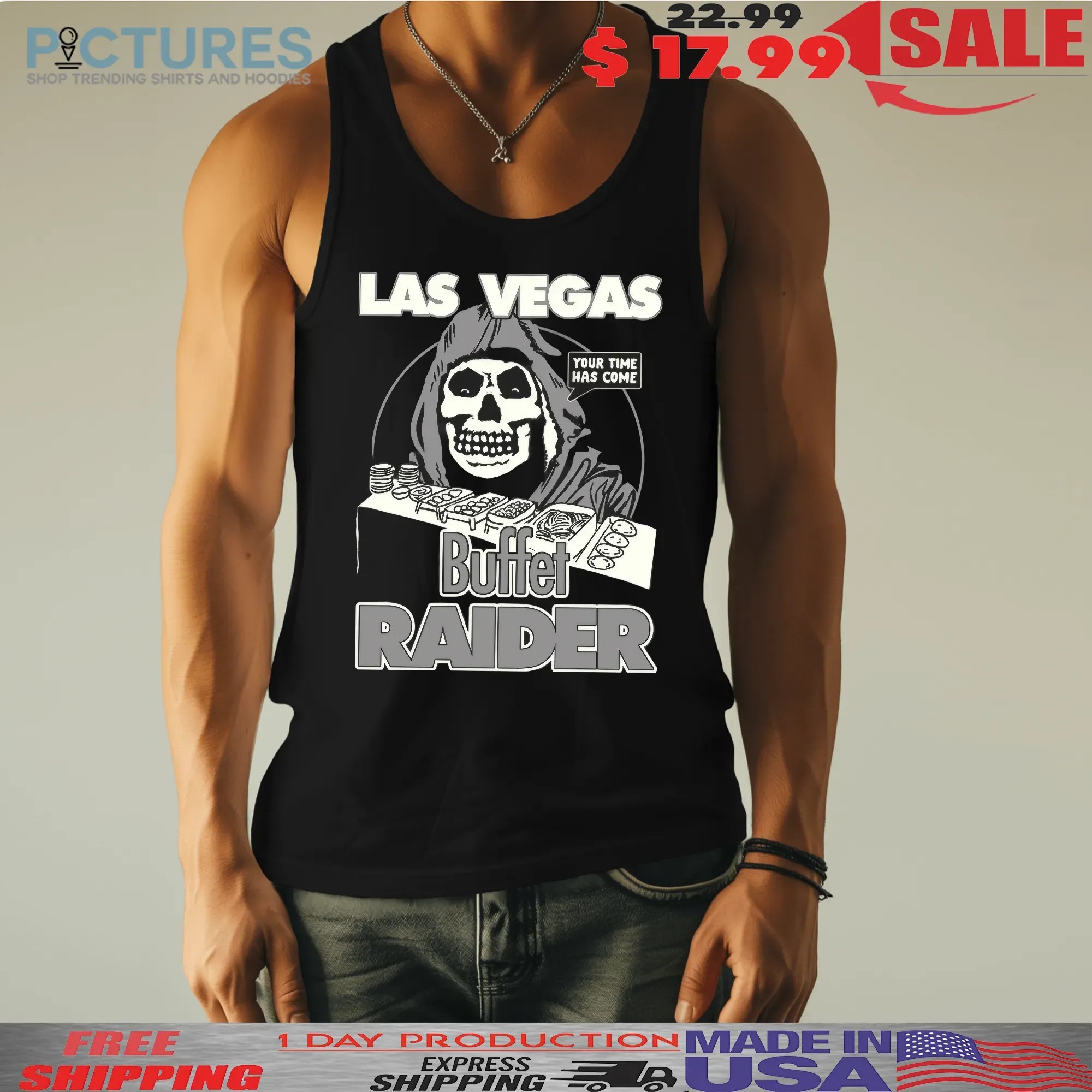 Las Vegas Buffet Raider Grim Reaper Raiders Parody Vegas Football T Shirt