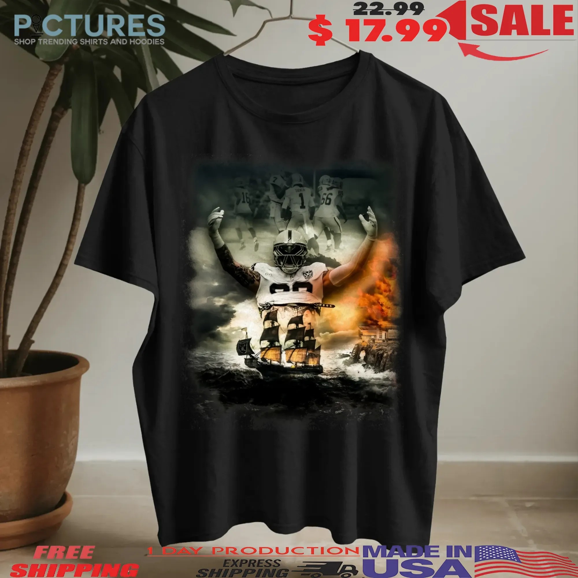Las Vegas Raiders Pirate Ship Storm T Shirt