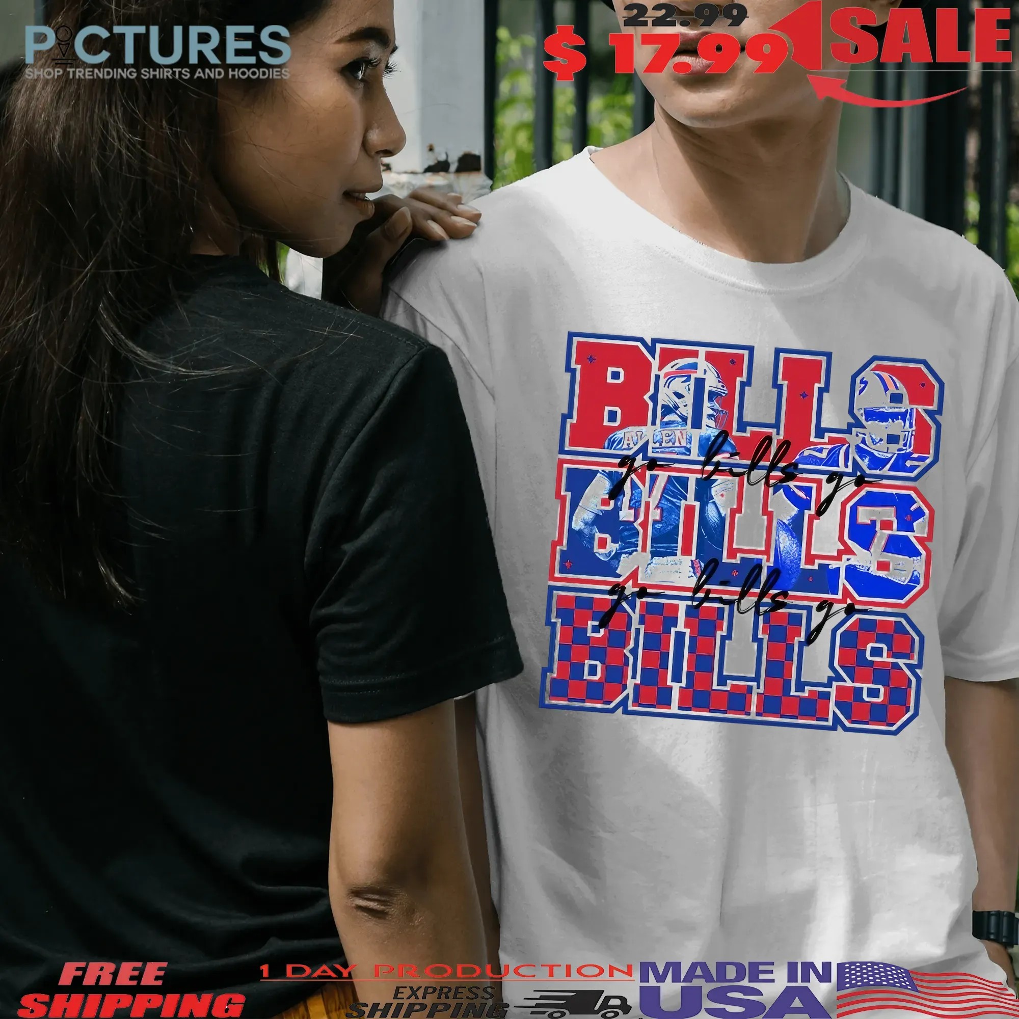 Let’s Go Bills Go Bills Go Bills Josh Allen Graphic T Shirt