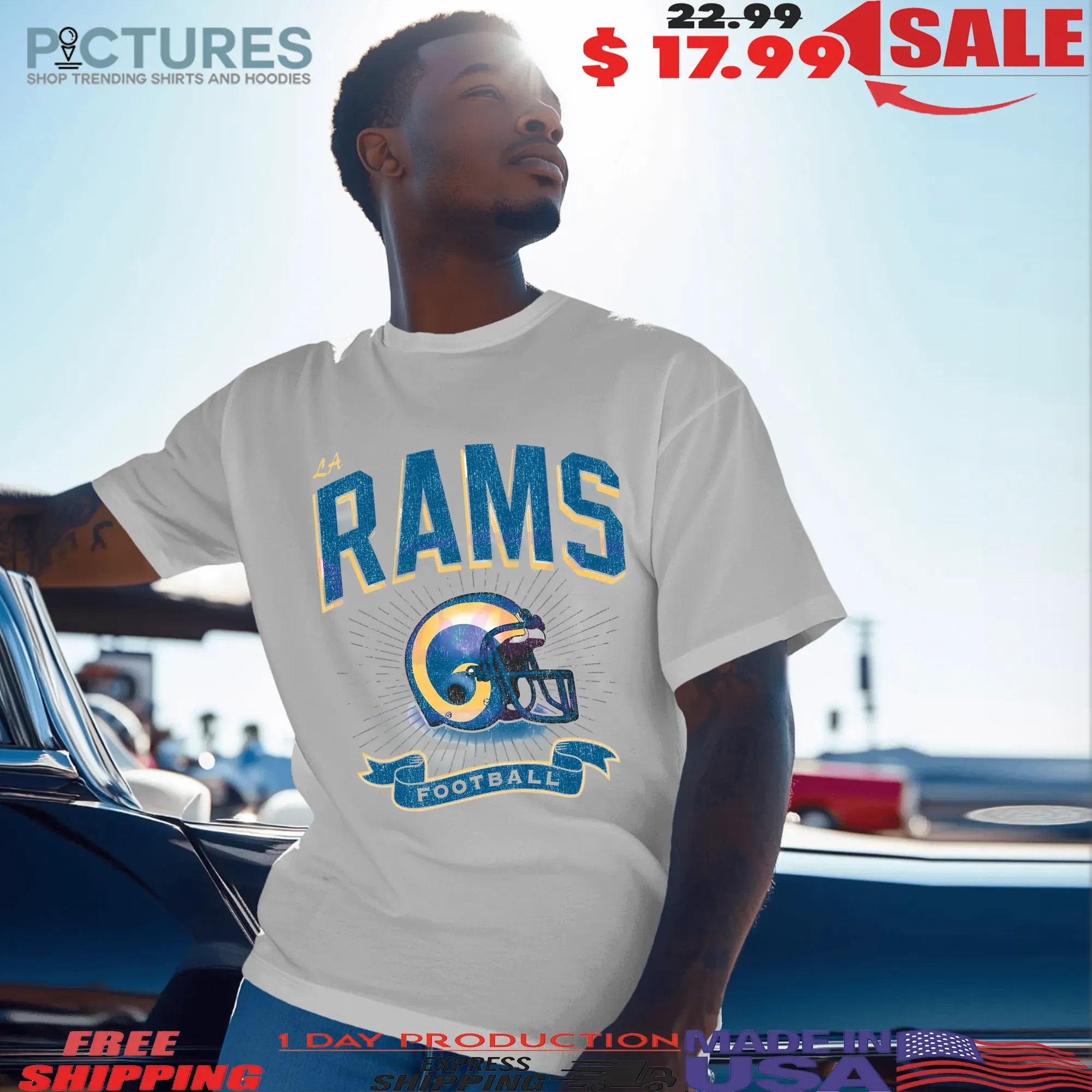 Los Angeles Rams Historic Prime Football Helmet Vintage T Shirt