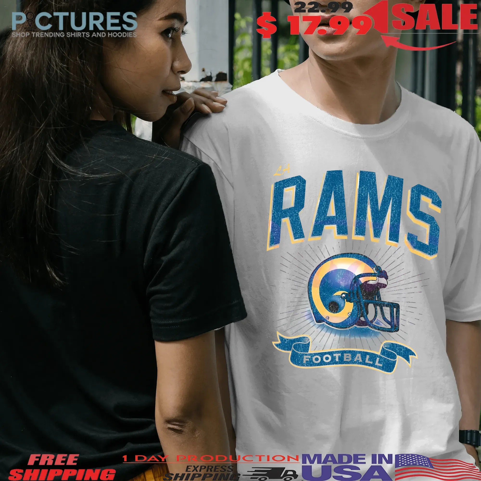 Los Angeles Rams Historic Prime Football Helmet Vintage T Shirt