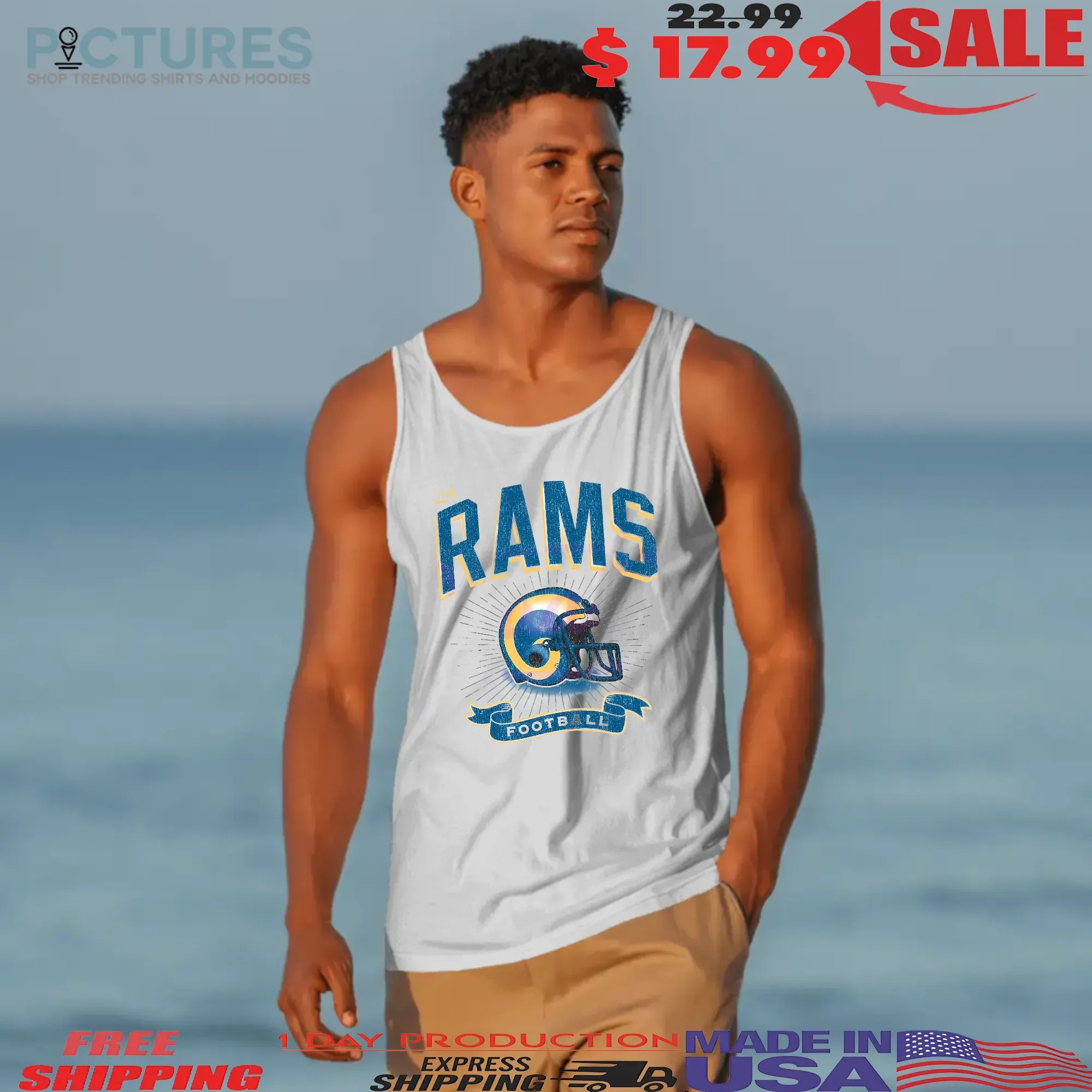 Los Angeles Rams Historic Prime Football Helmet Vintage T Shirt
