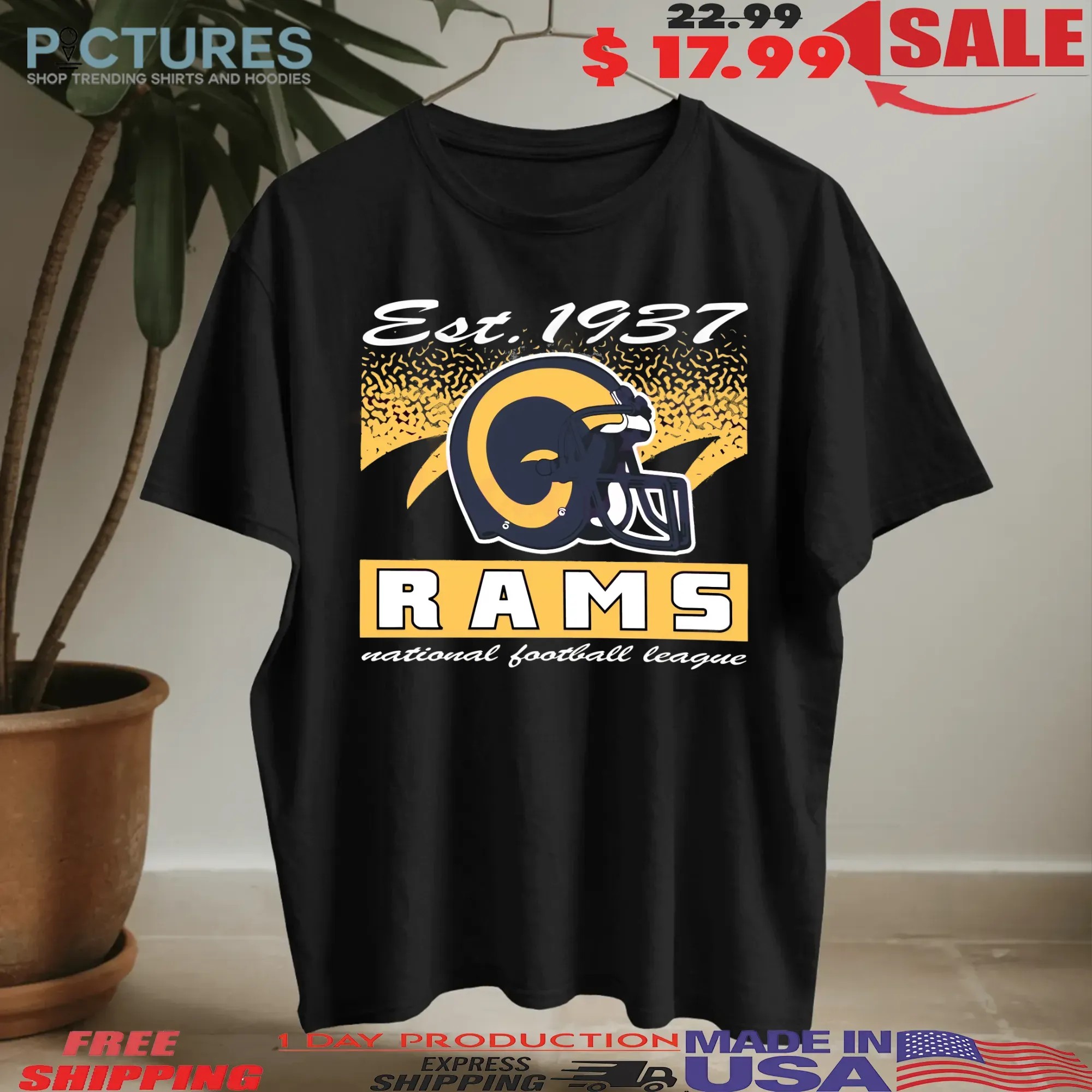 Los Angeles Rams Historic Waver Football Helmet National Football League T Shirt