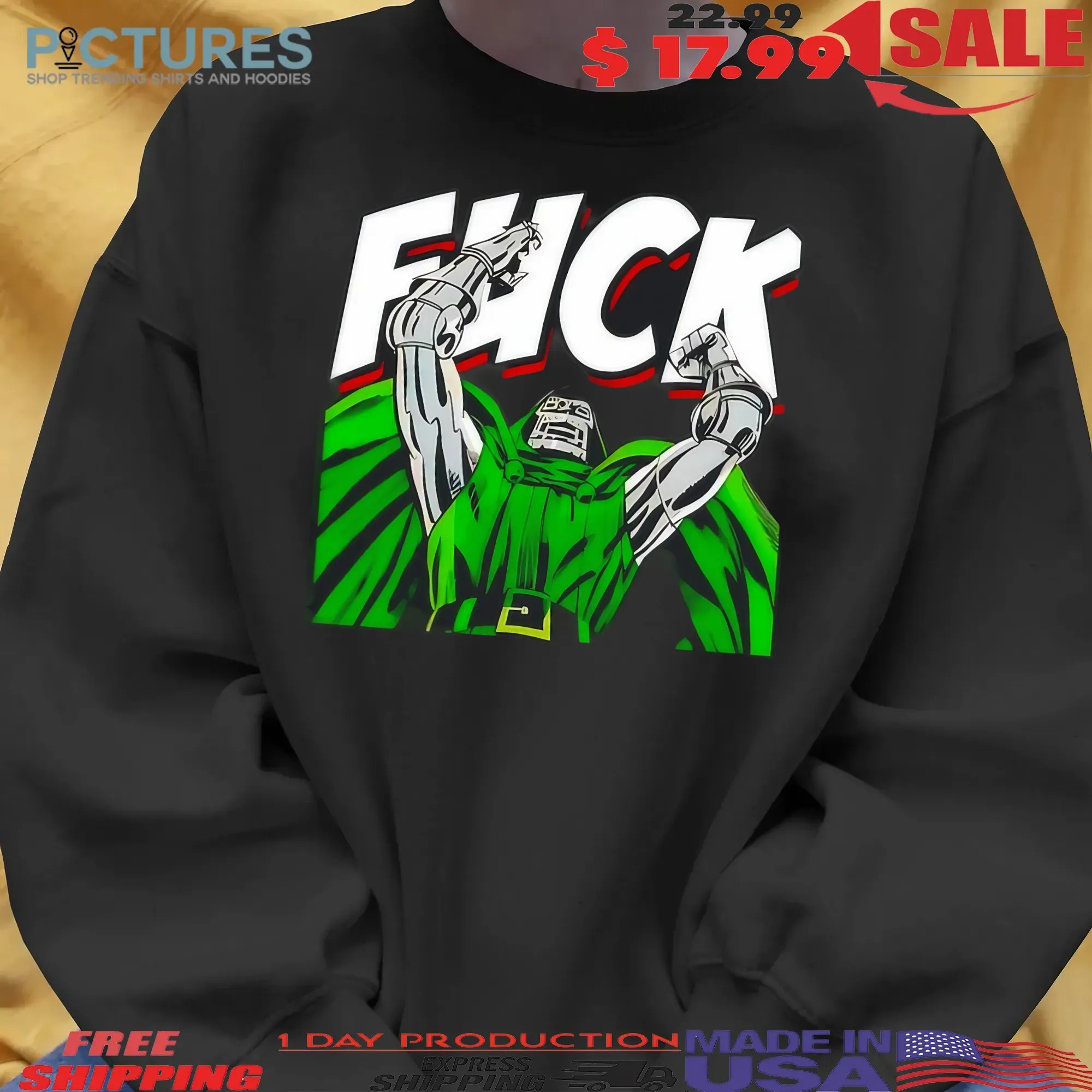 Marvel Doctor Doom Fuck Comic Villain Green Cape Illustration T Shirt