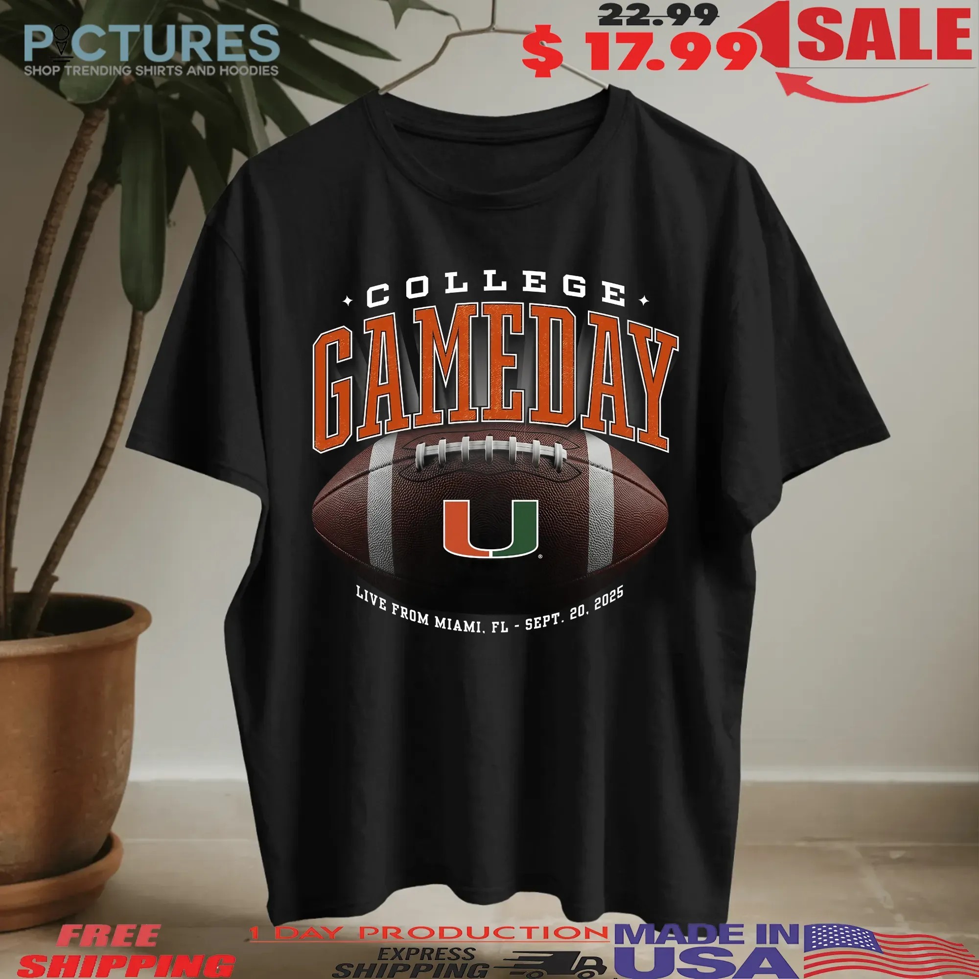 Miami Hurricanes ESPN College GameDay Live From Miami Football T Shirt