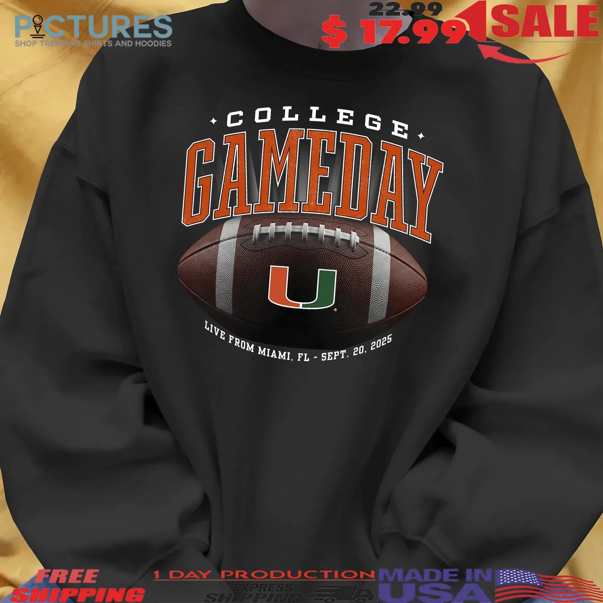 Miami Hurricanes ESPN College GameDay Live From Miami Football T Shirt