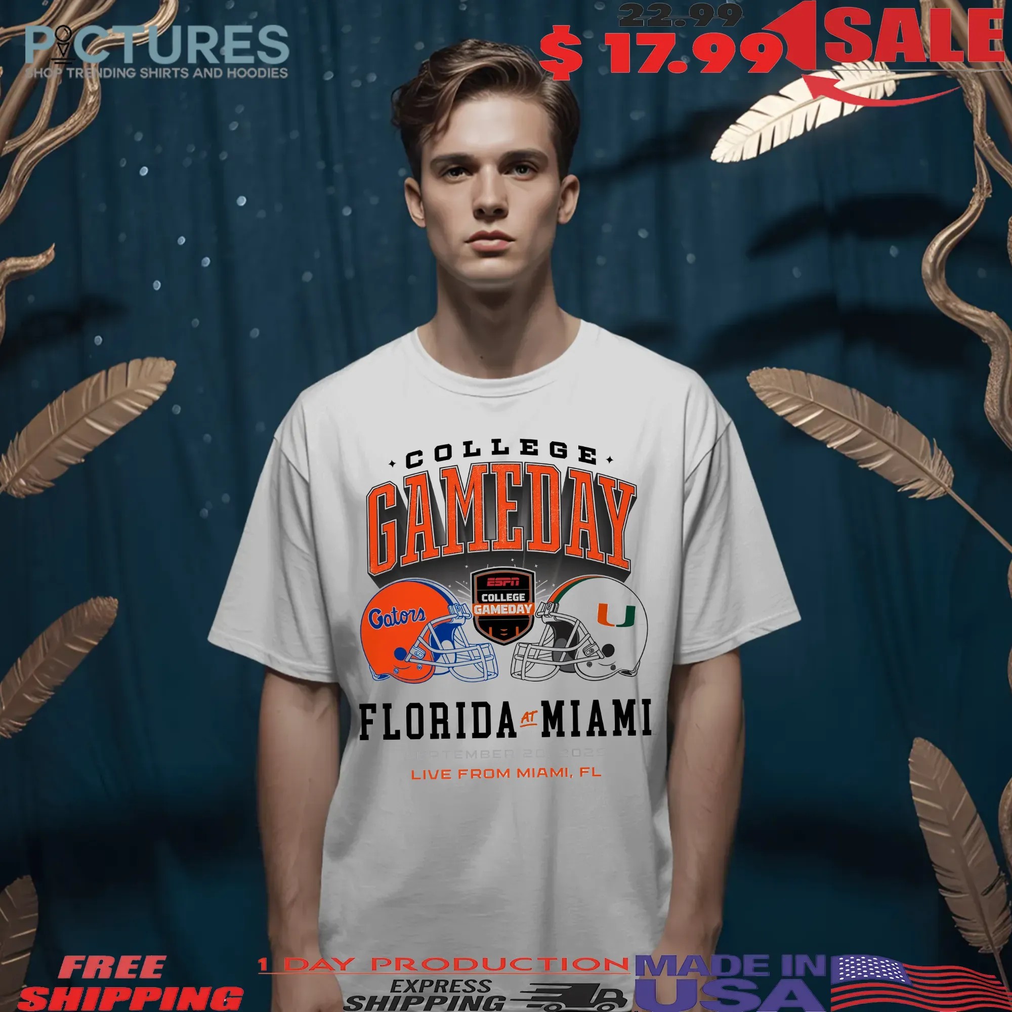 Miami Hurricanes ESPN College GameDay White Florida vs Miami Matchup T Shirt