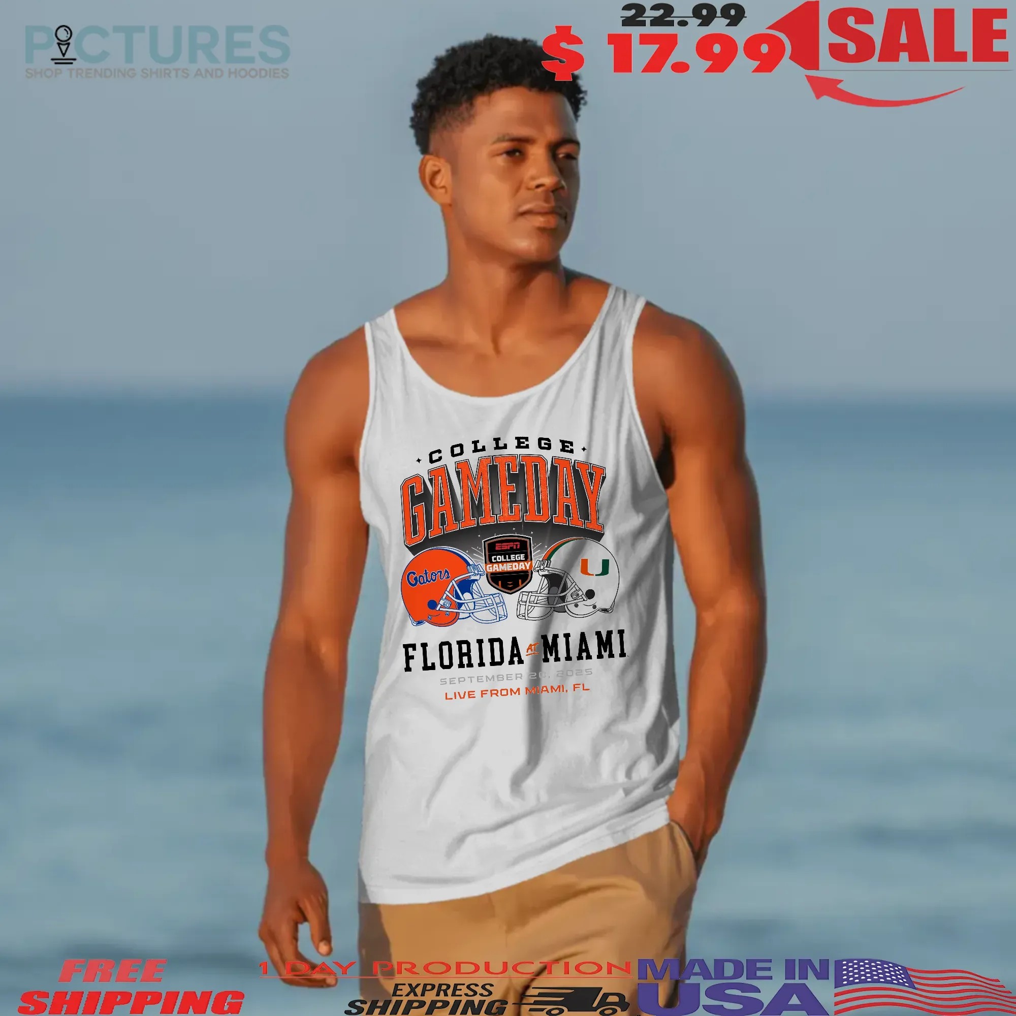 Miami Hurricanes ESPN College GameDay White Florida vs Miami Matchup T Shirt