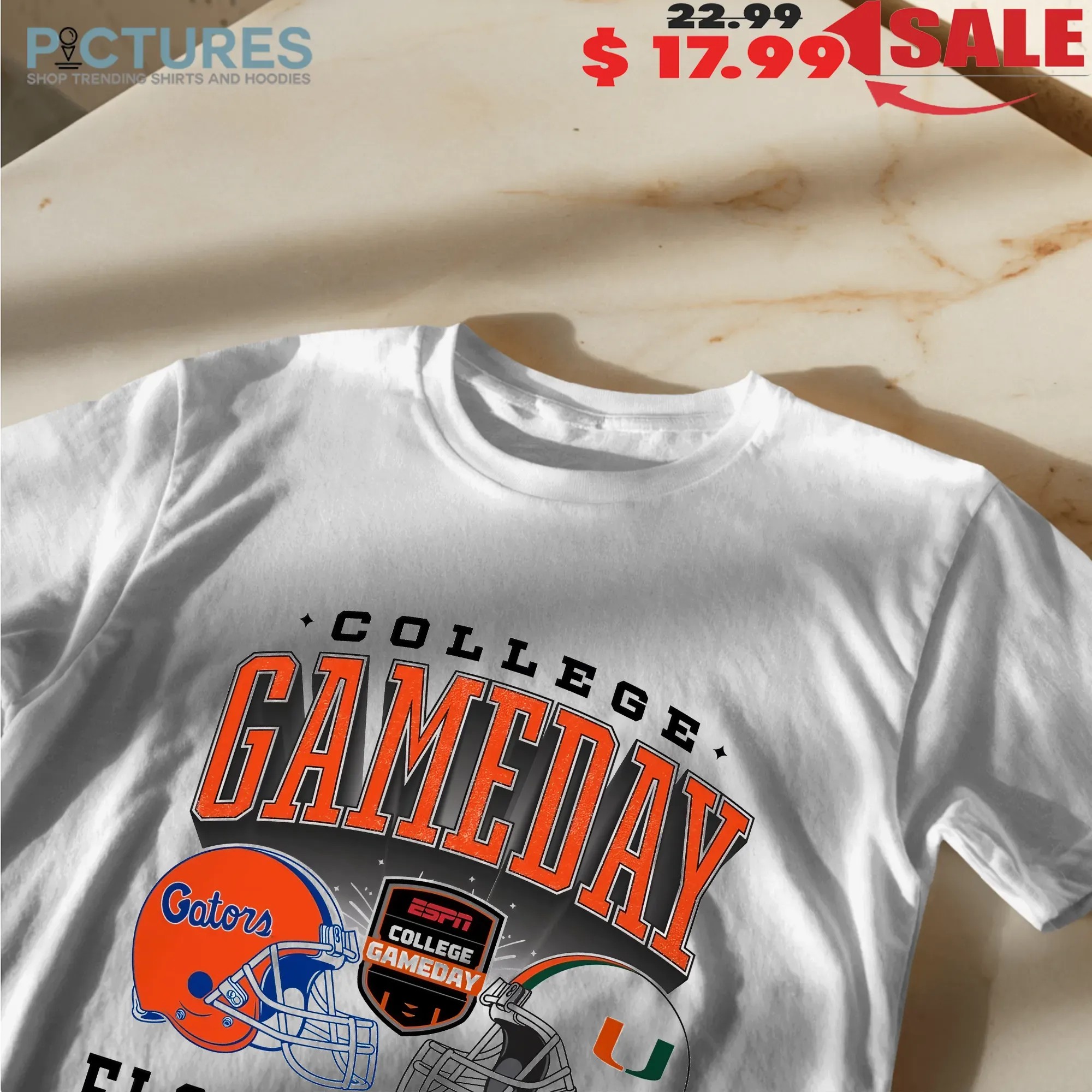 Miami Hurricanes ESPN College GameDay White Florida vs Miami Matchup T Shirt