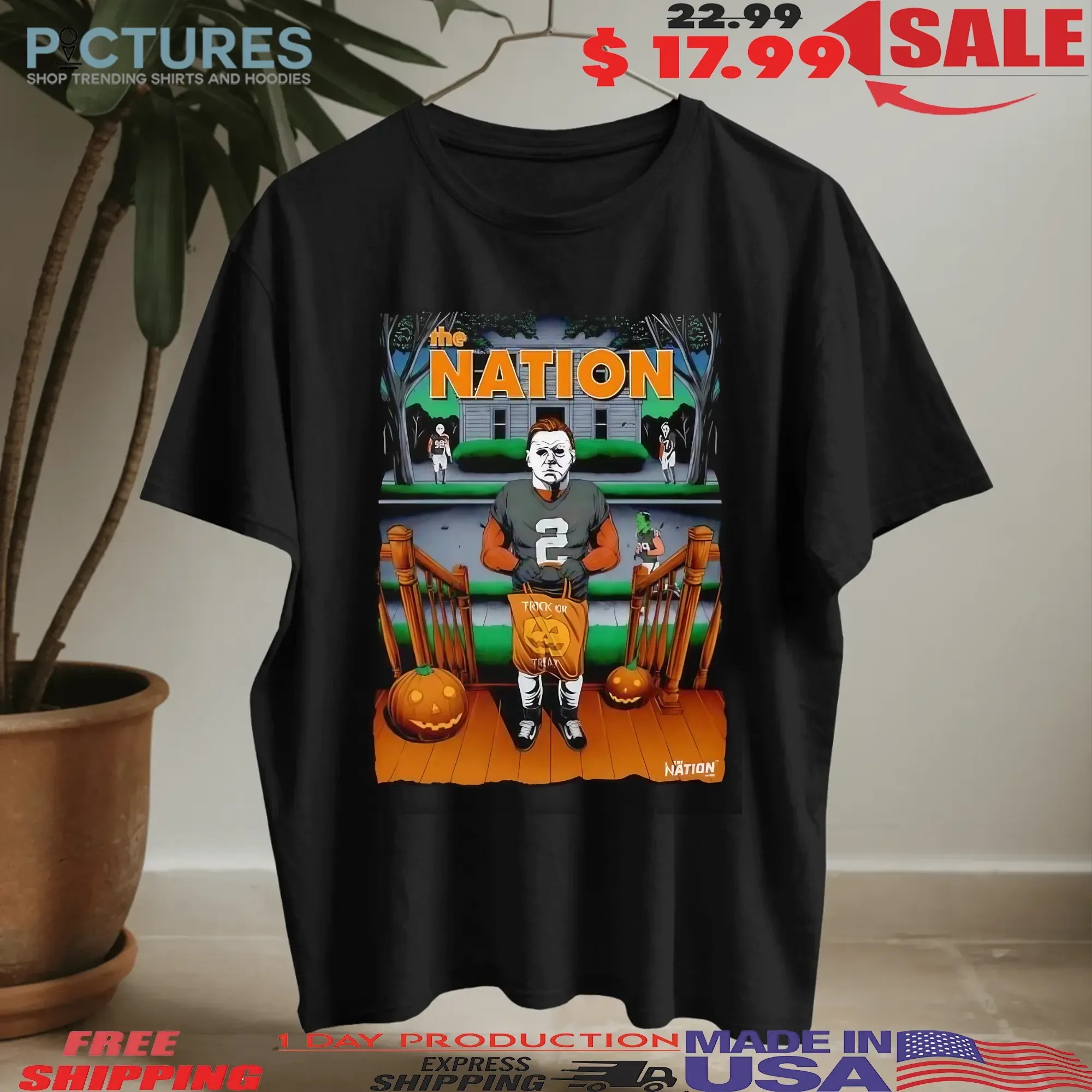 Michael Myers With Halloween Horror Film Characters The Nation Trick Or Treat T Shirt