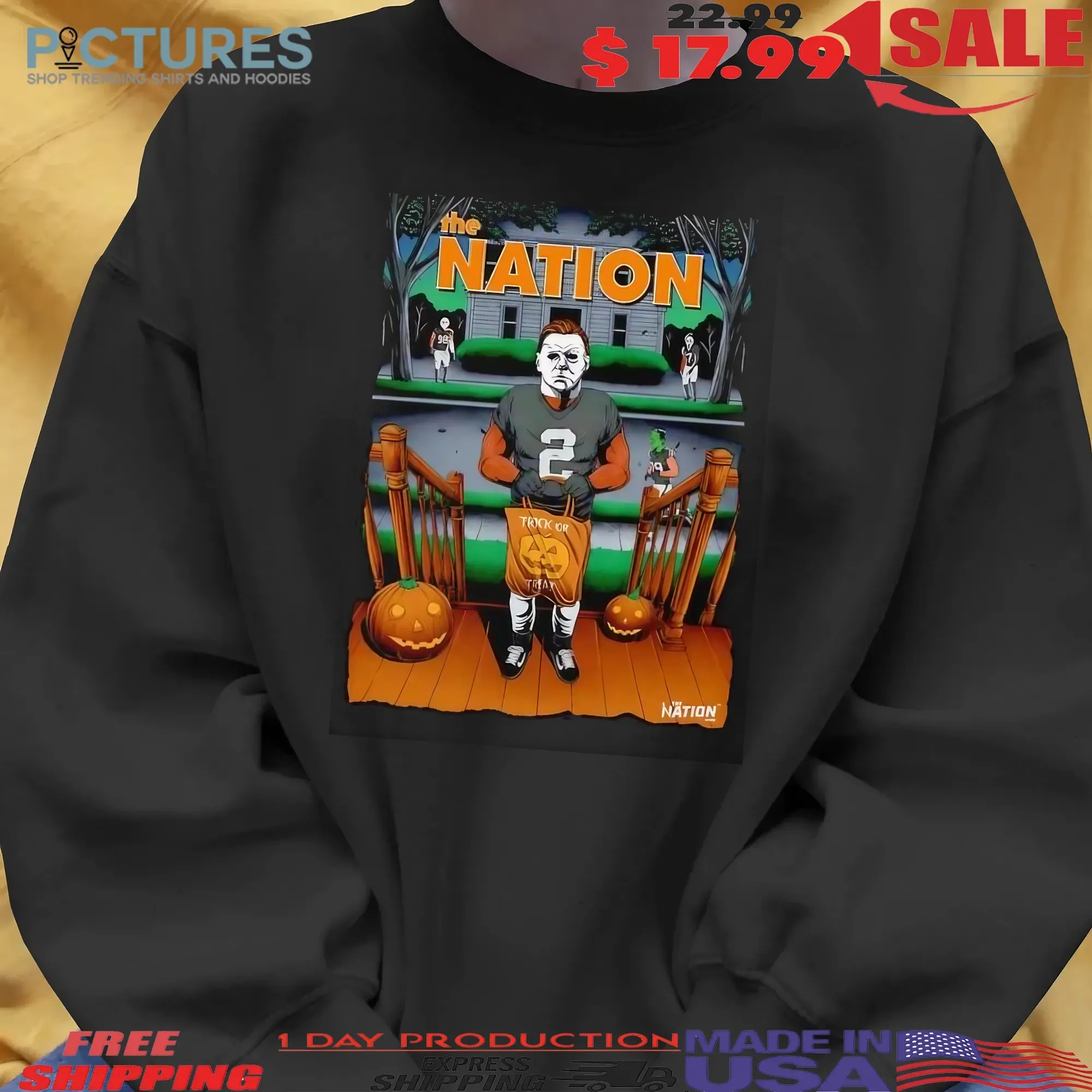 Michael Myers With Halloween Horror Film Characters The Nation Trick Or Treat T Shirt